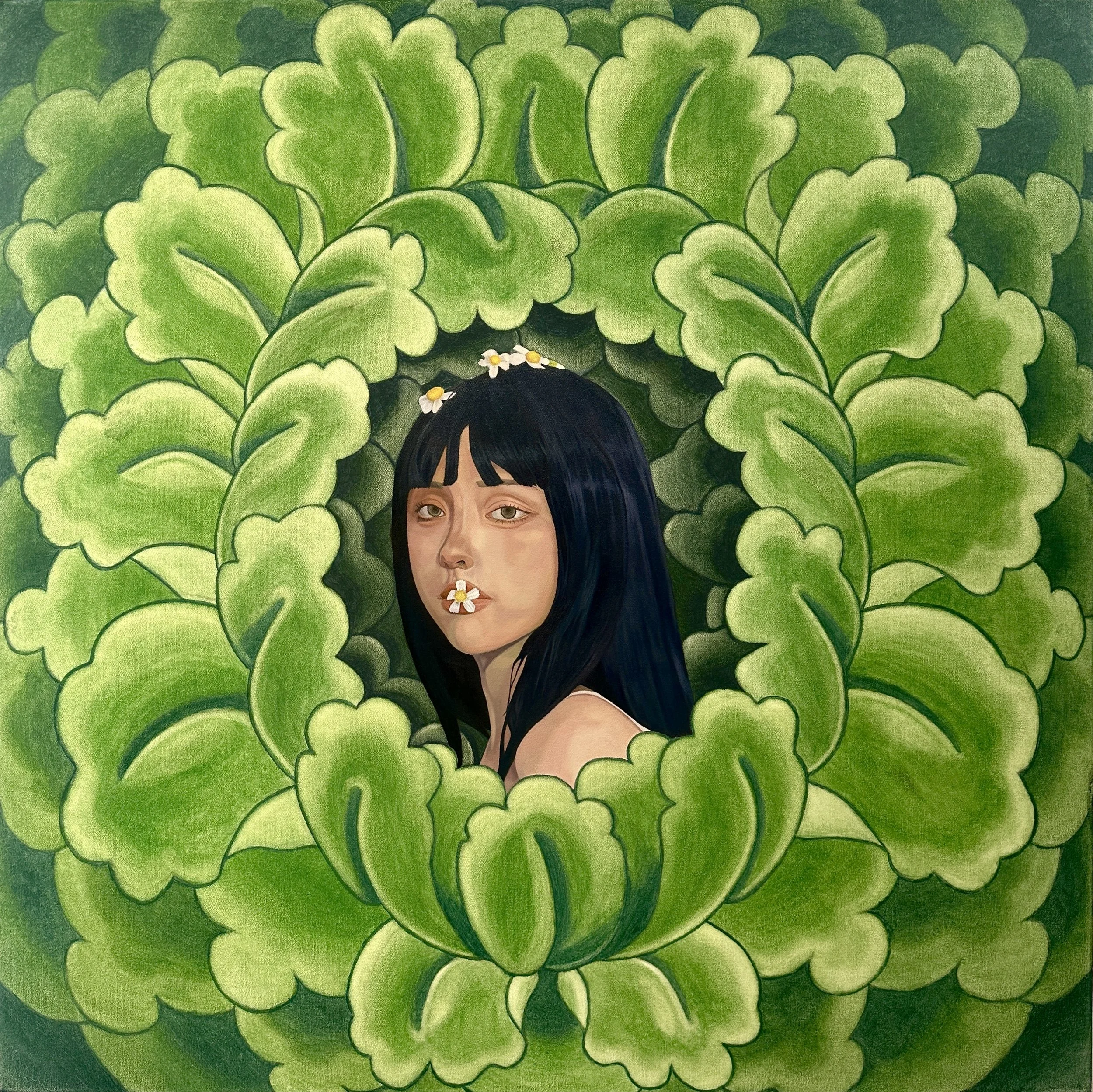 Jamyang Dorji - Consumption, (101 X 101 cm), Oil on Canvas, 2024, $3000