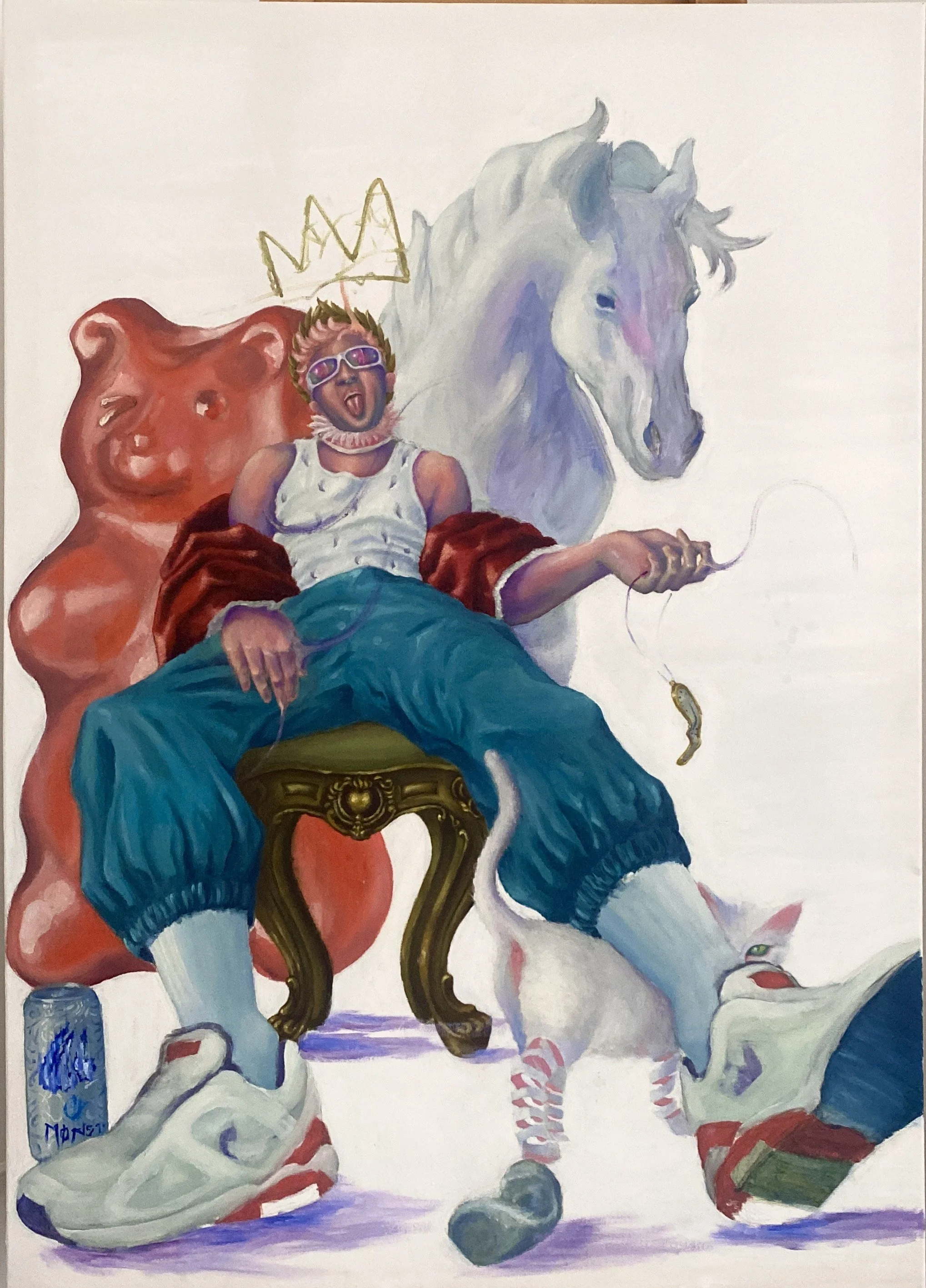 Pink - Lucifer in its throne/ The devil inside, 70x100, Oil Painting, 2024