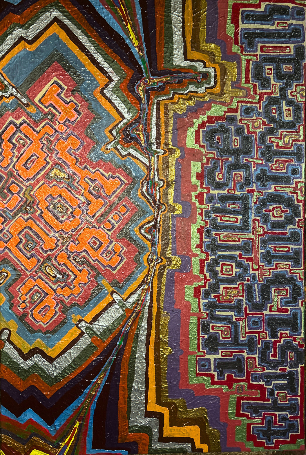 Wesley Shaver - Simulation Theory, fluid acrylic on canvas, 20x40 in.