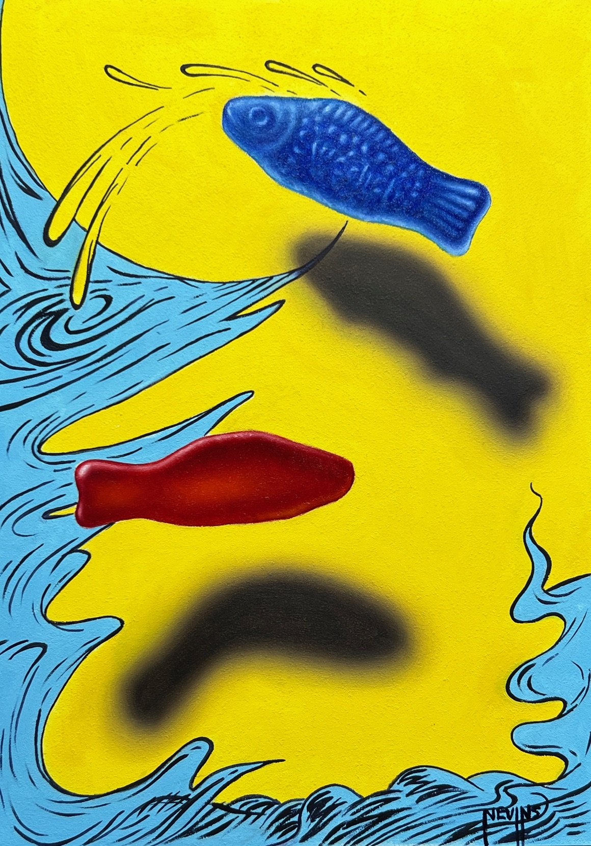 Patrick Nevins - “One Fish, Two Fish”, Oil on board, 5”x7”, $500