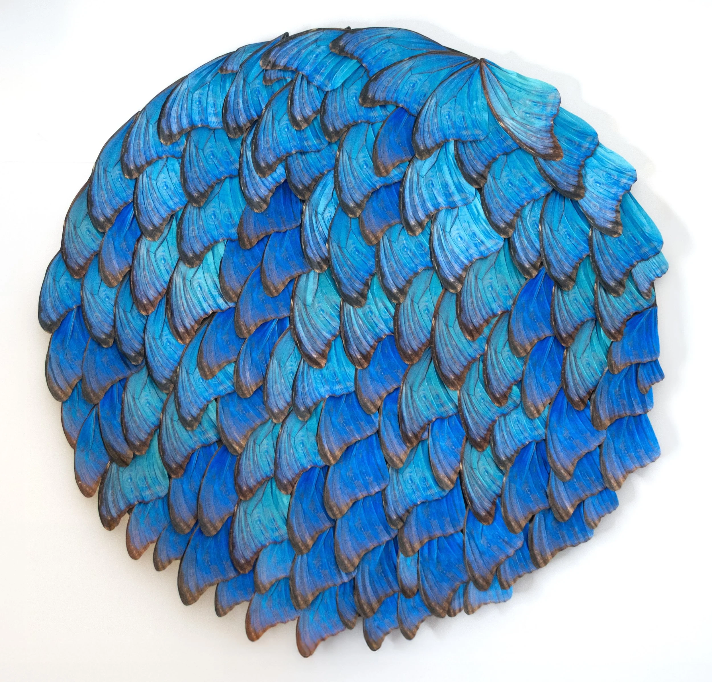 Alina Blossom Zadorozhna - Waterfall, 2025
Silk, heat-formed and applied to canvas (Lepidography technique), 30 in (diameter), $4800