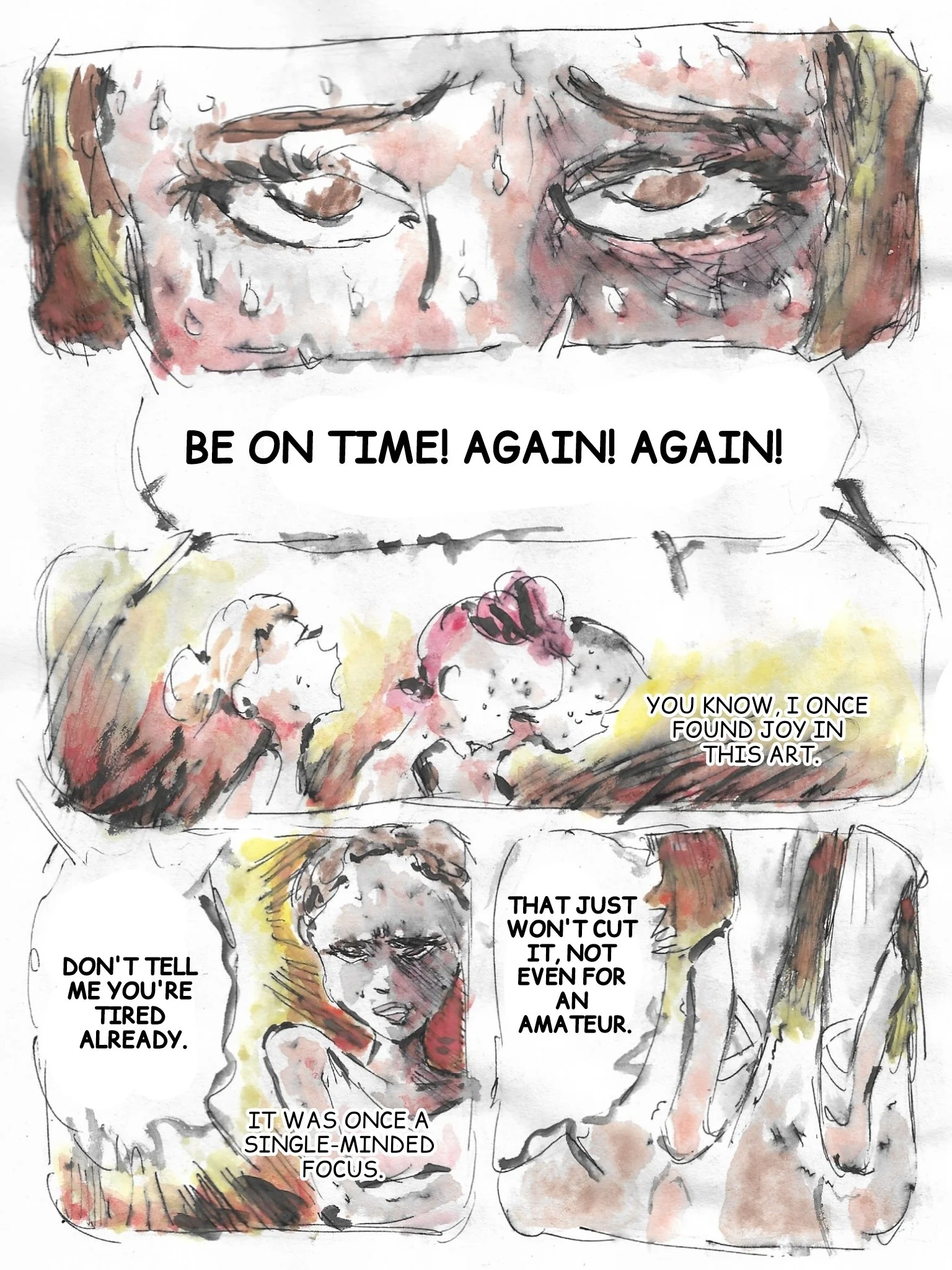 Shane Williams - Giant, page 1, ink, watercolor, chalk pastel and paint, digitally added text, 2025