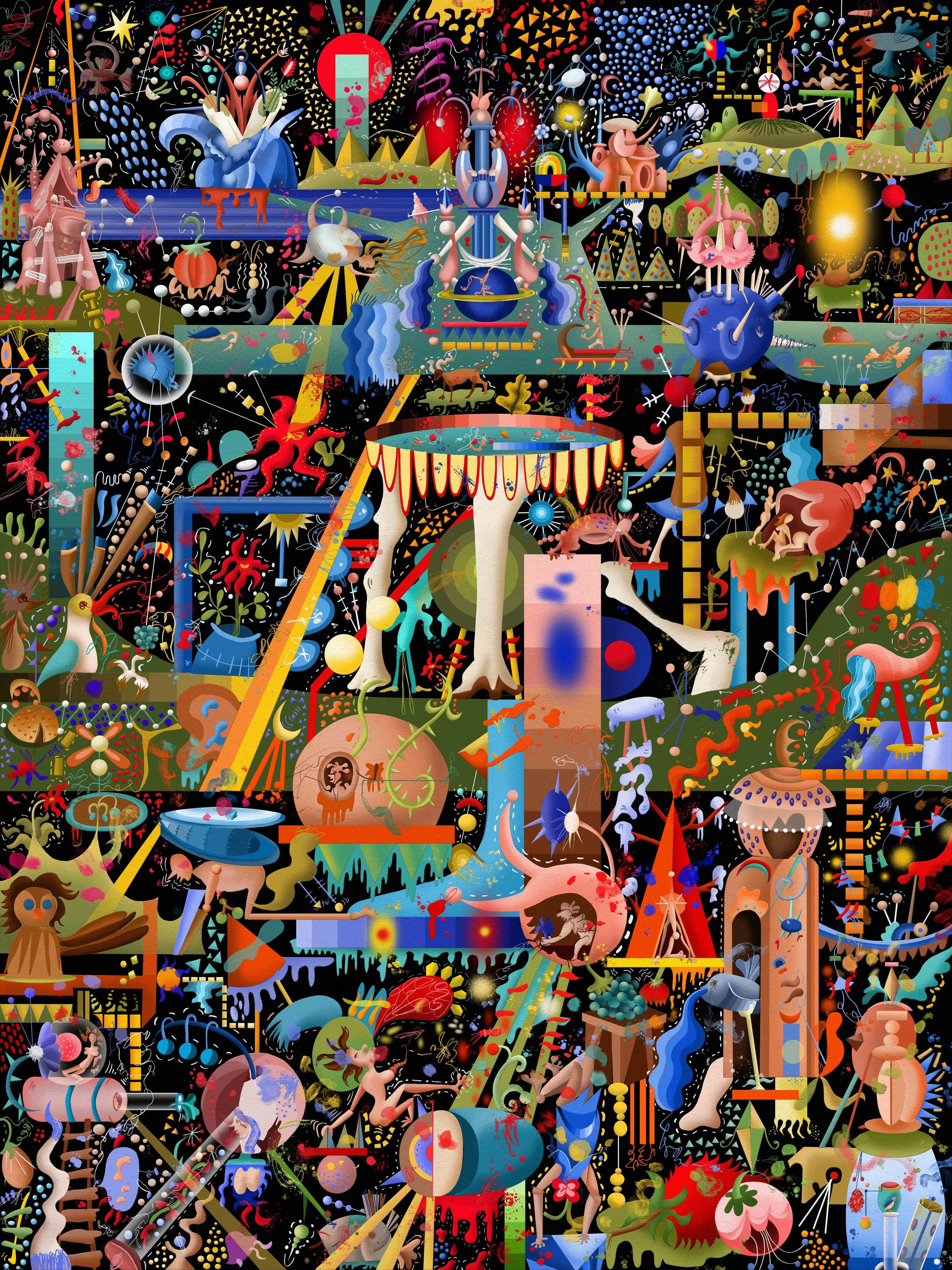 Luciana Guerra - A path to heaven, 4500 x 600 px 300 DPI, Digital and physical painting with no AI use, 2023