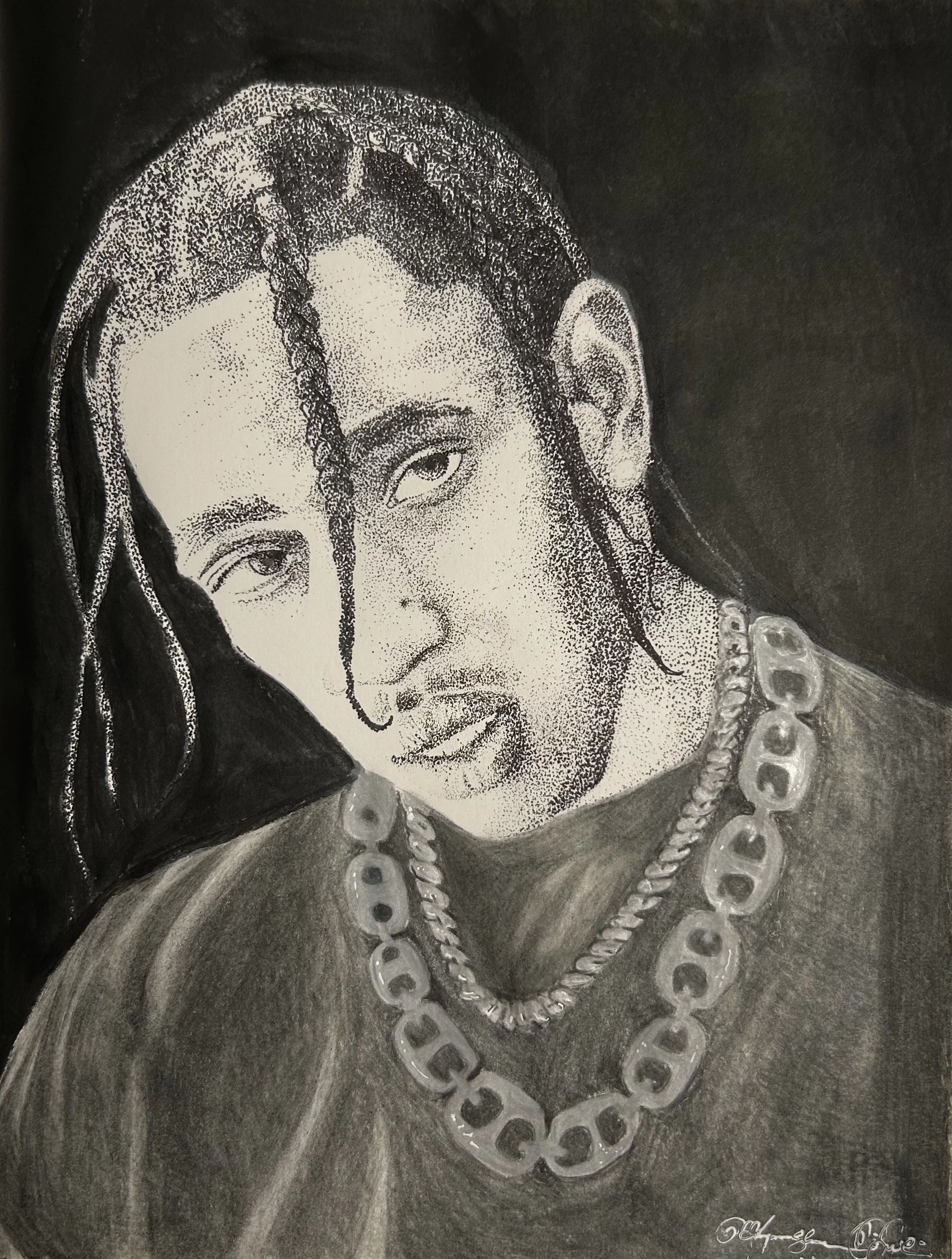 Manyaashri Mishra -  Twin, color pencils, black pens and tempera paint sticks.21.5 cm  x 27.6 cm, 2024