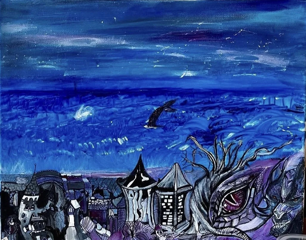 Nilufer Kucukbatman - 6 Feet Under Acrylic on Canvas, 16 x 20 in (approx. 40 x 50 cm), Acrylic, ink, and mixed media, Instagram: @Niilluferr