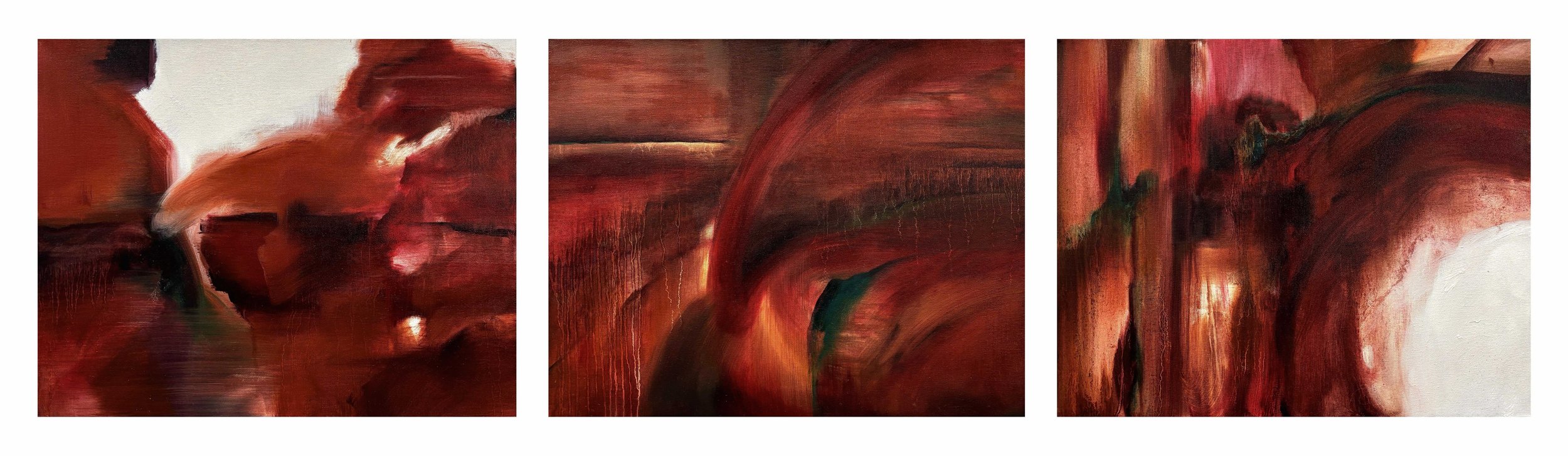 Rachel Chen - Anatomy Landscape (Triptyque), Oil on Canvas, 12x16", 2025 