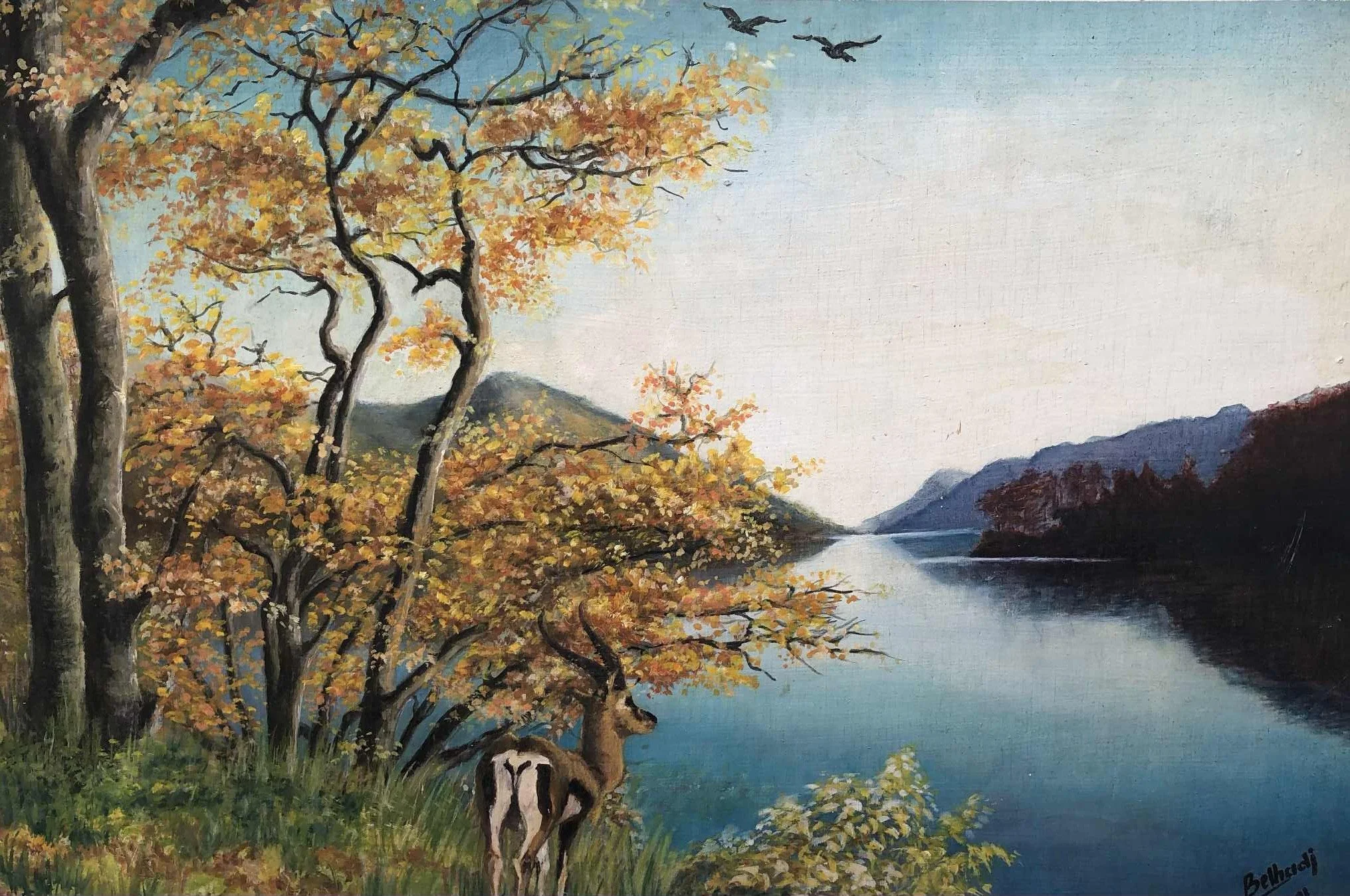 Hafsa Belhadj Benziane - New Day, oil on wood, 60x40cm,  $2000.