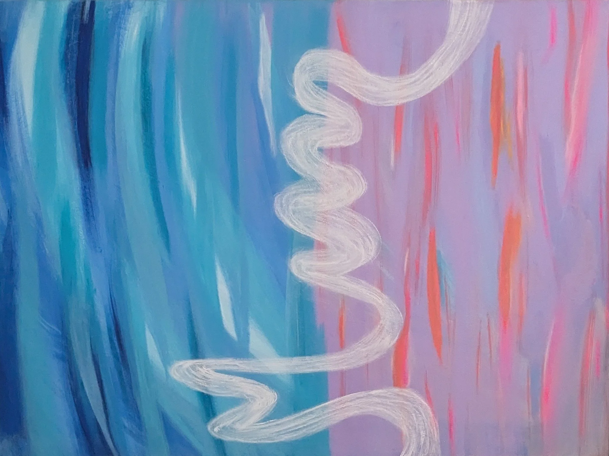 Bohannas Art: Billie Snook - "Flow State", Oil, acrylic and oil pastel on stretched canvas, 48×36, 2025, $888