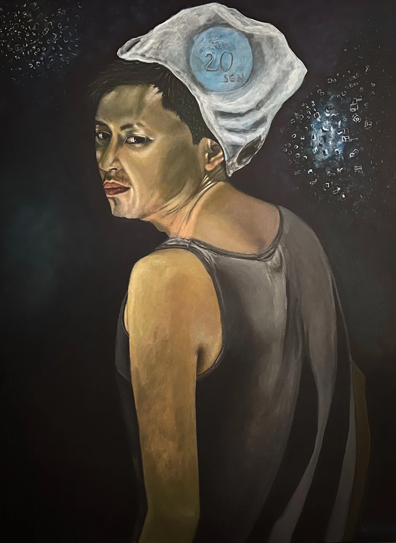 Jayshree Ramasamy - Enough is Enough, Acrylic on canvas, 92cm x 122cm, 2024, $7,500