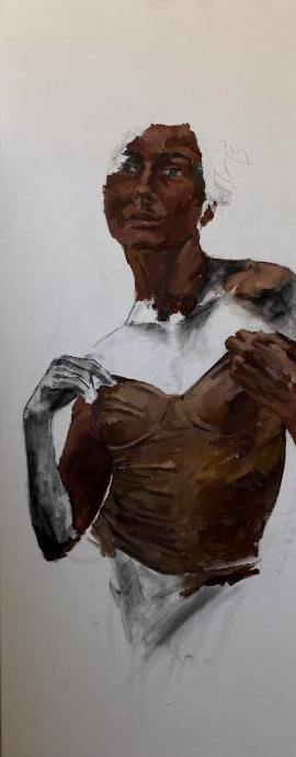 Sevil Alieva - Medusa: Reclaimed Silence, oil on canvas, diptych, each panel 40 × 100 cm, 2025