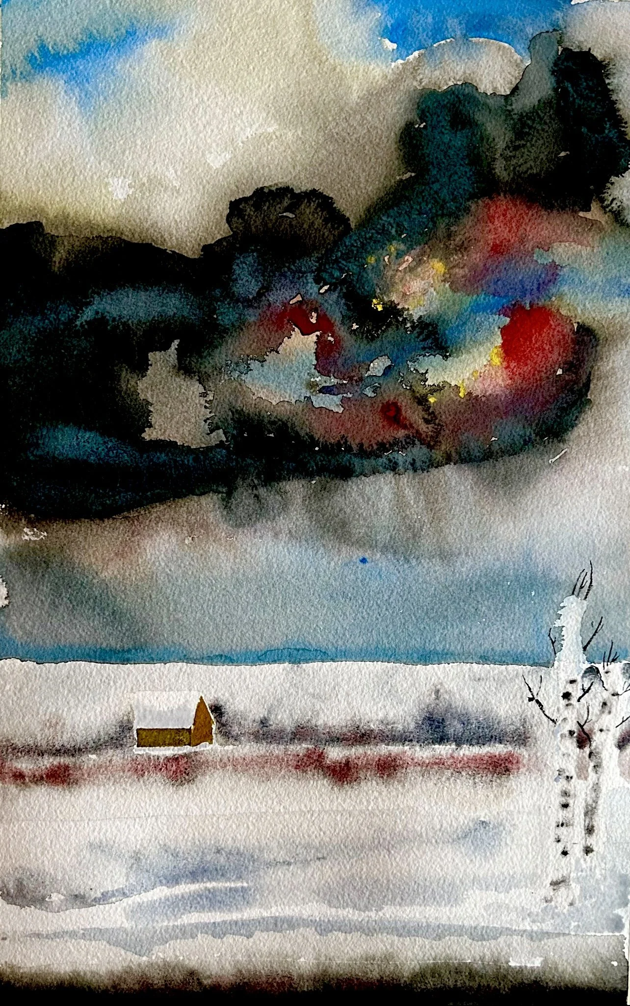 Victor Edström - Winter Solace, 2025 pure watercolor, 56x76cm 640g, arches paper 