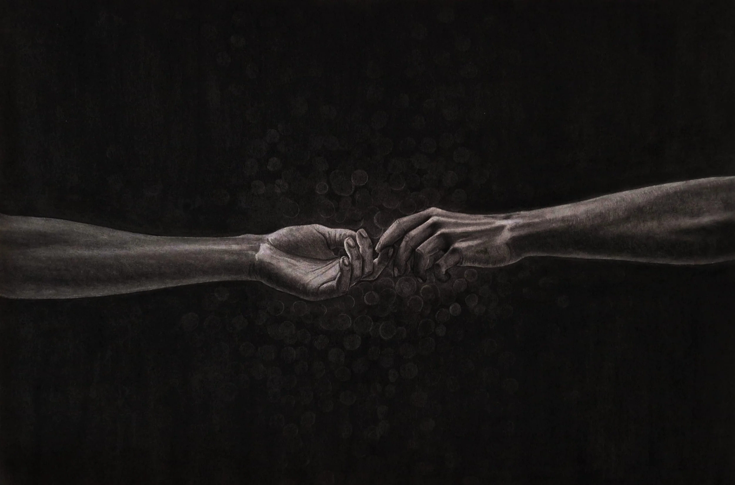 Simone Brandstätter - from the series "energy in touch", charcoal on paper, 60 x 85, 2024