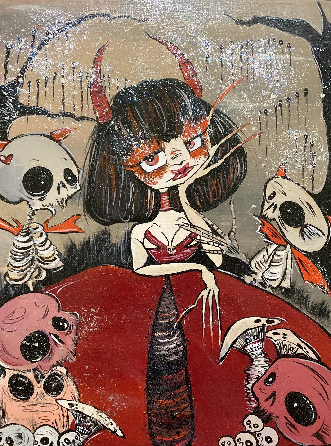 Charelle Small - BATTLING DEMONS, 18x 24 Inch, 2024, $650.00