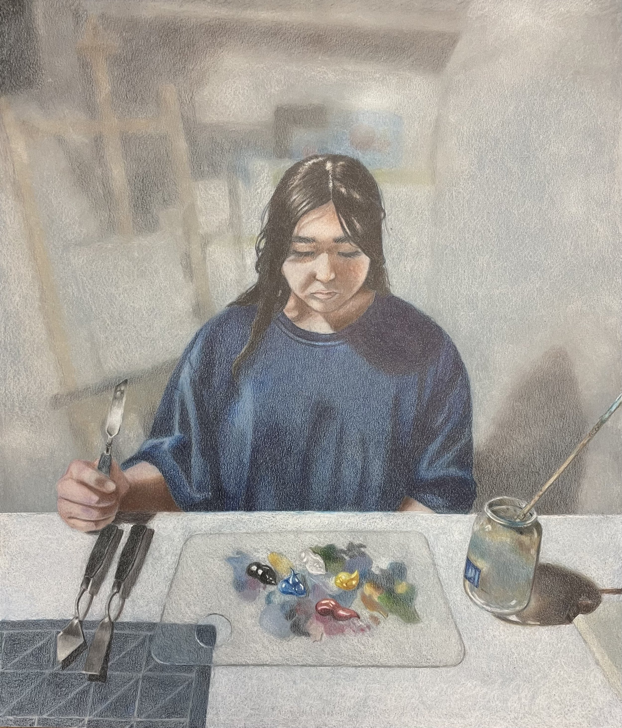 Ella Tweedie - Starving Artist, Colored Pencil, 15x18 inches, 2024