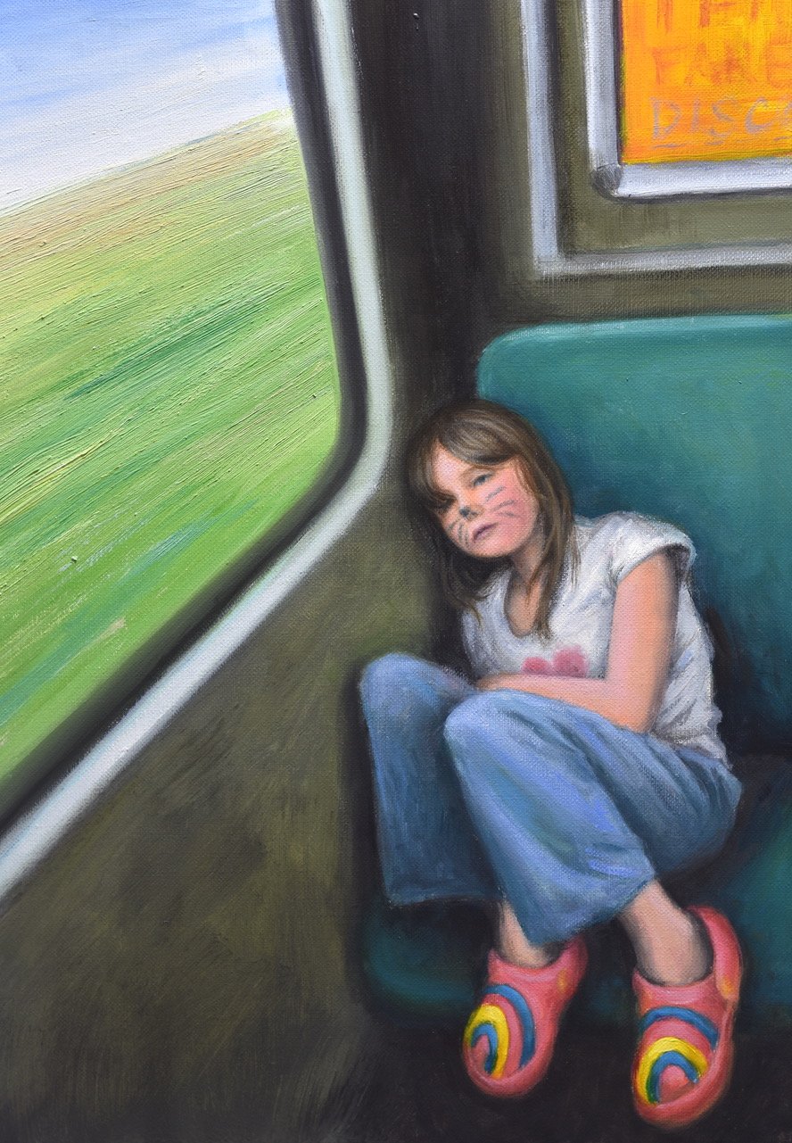 Joel Simon - Are We There Yet?, oil on canvas, 35x25cm, 2024, $900