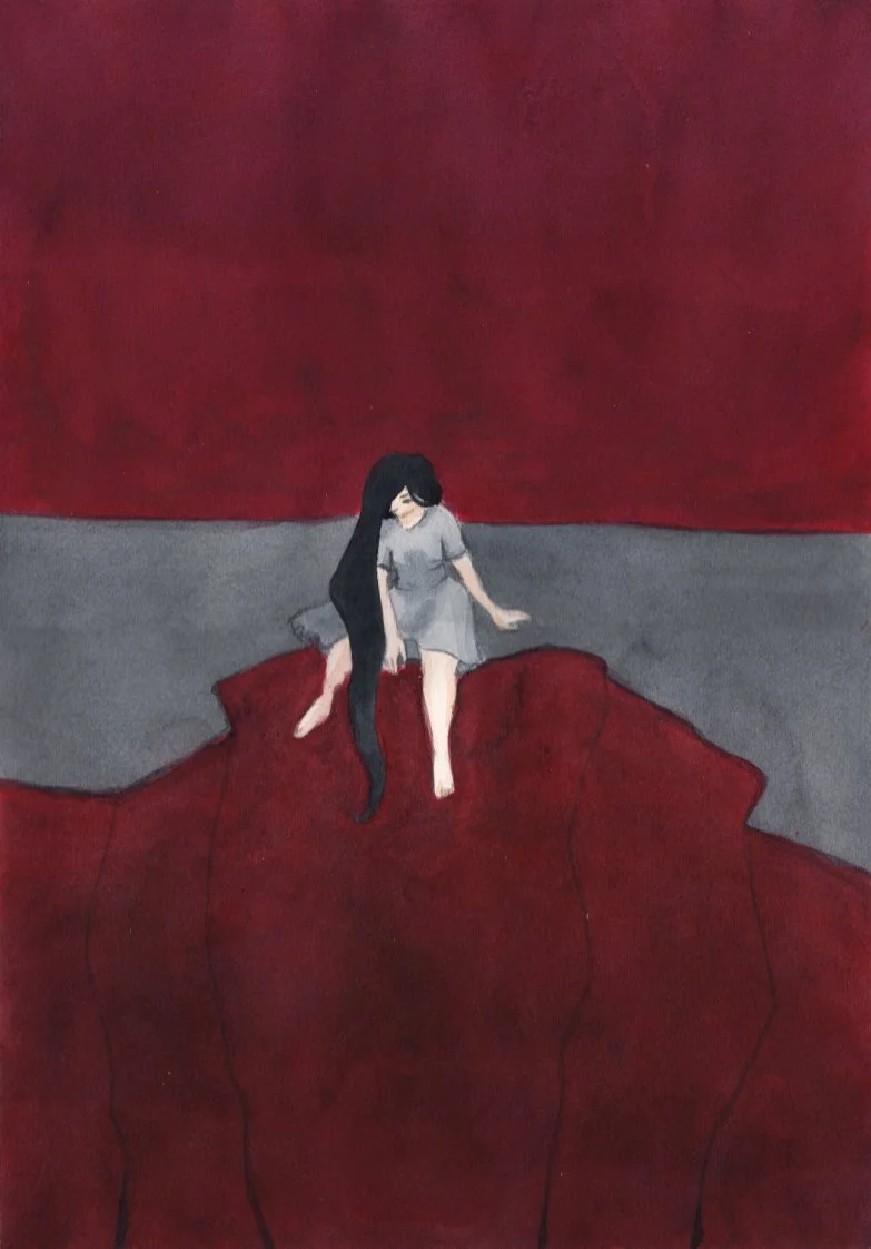 Martyna Kulak - "Looking down", watercolor on paper, 27.5 x 39.5 cm, 2022, $290
