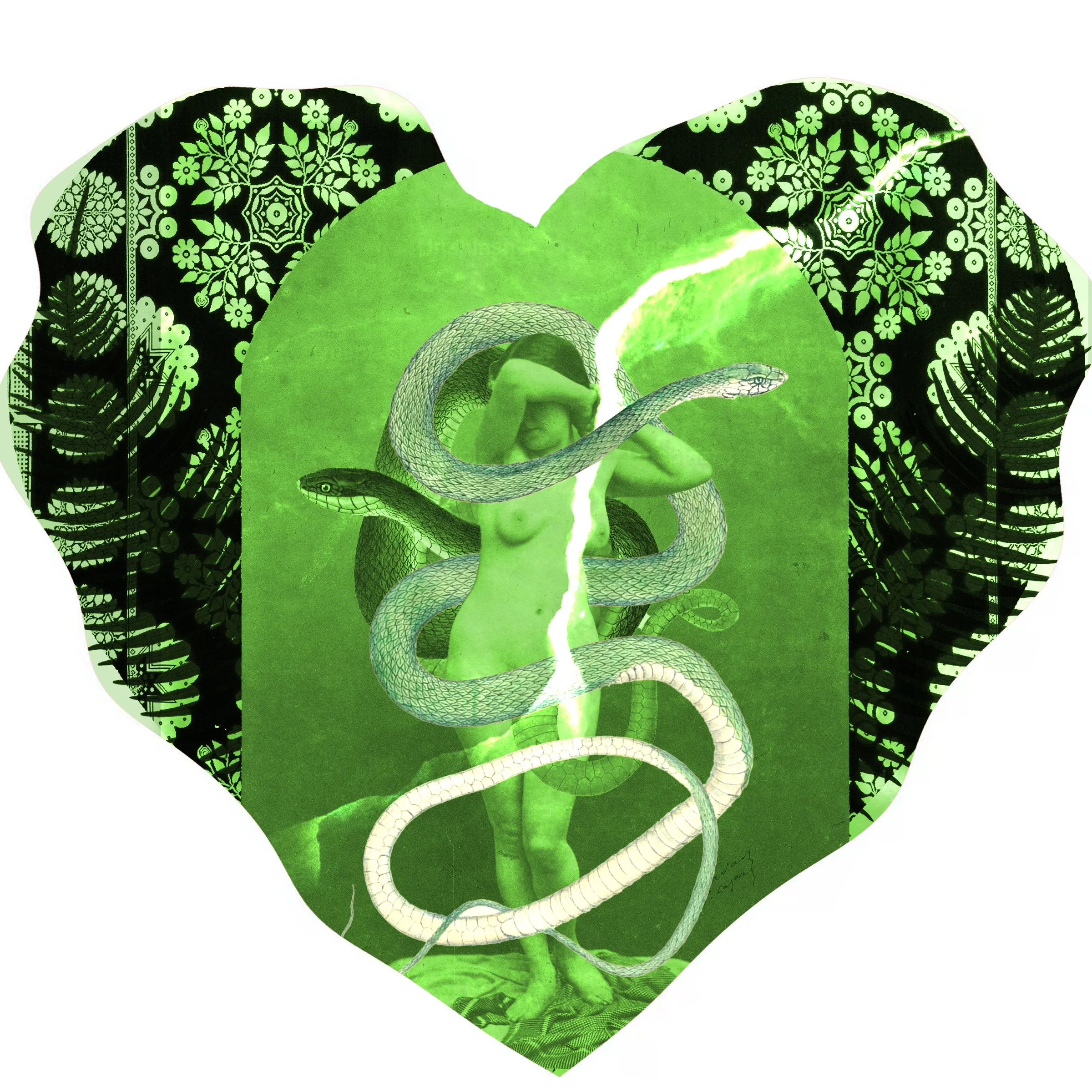 Dannell MacIlwraith - Green with Temptation, digital collage, 10" x 10", 2024, $100