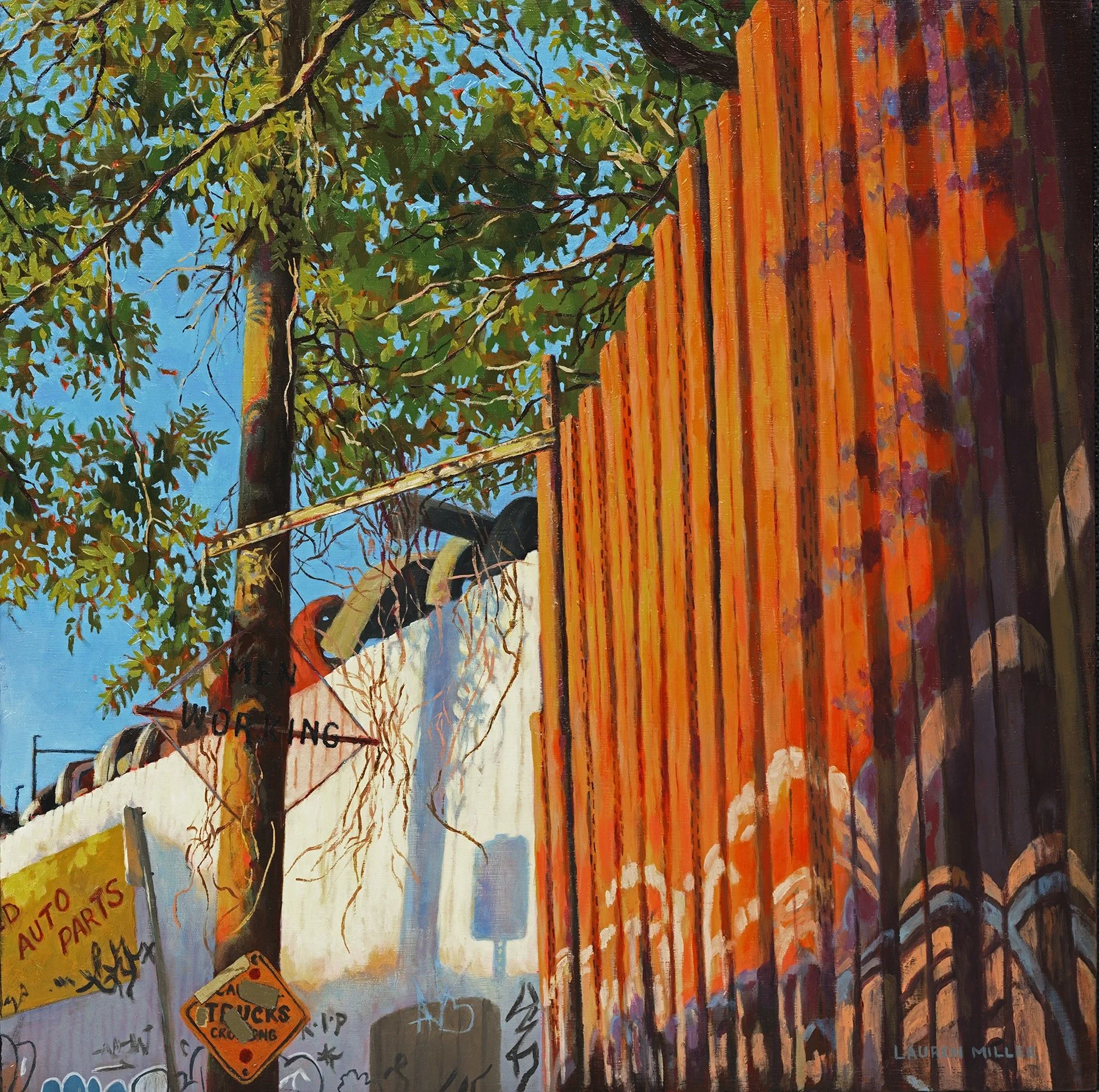 Lauren Miller - “Windsor Street”, oil on wood panel, 16”x16”x1”, 2025, $818