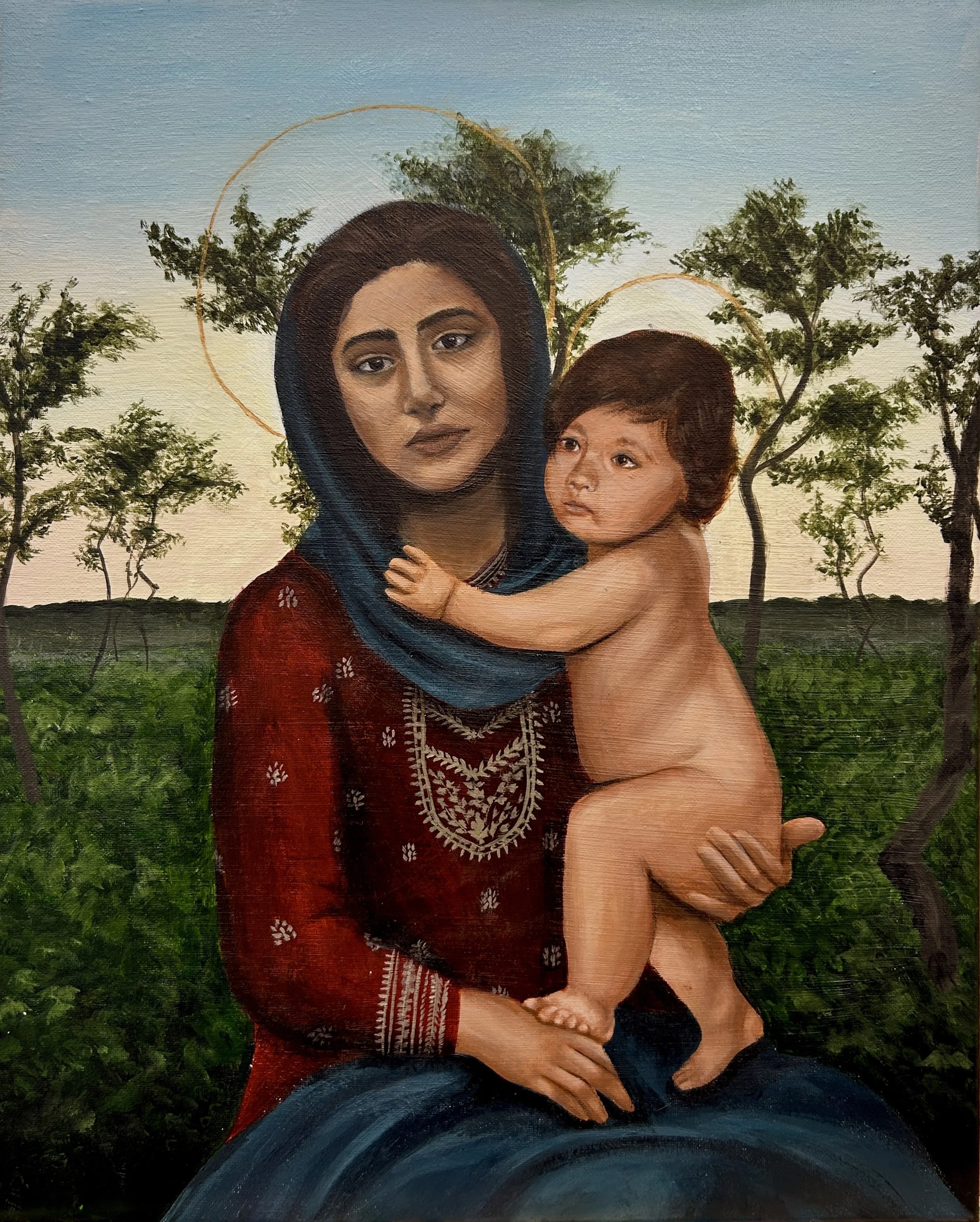 Esme Ahmed - Be a Good Mother, Acrylic on Canvas, 16x20in, 2025