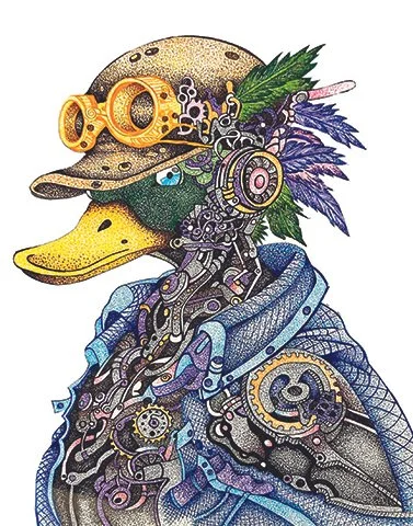 Jessica LaPlaca - Duck LaPlaca, 16" x 20" (framed), 11" x 17" (Unframed), 2025, Original Not For Sale, 8 x 10 Prints - $10 Each, Plus Shipping