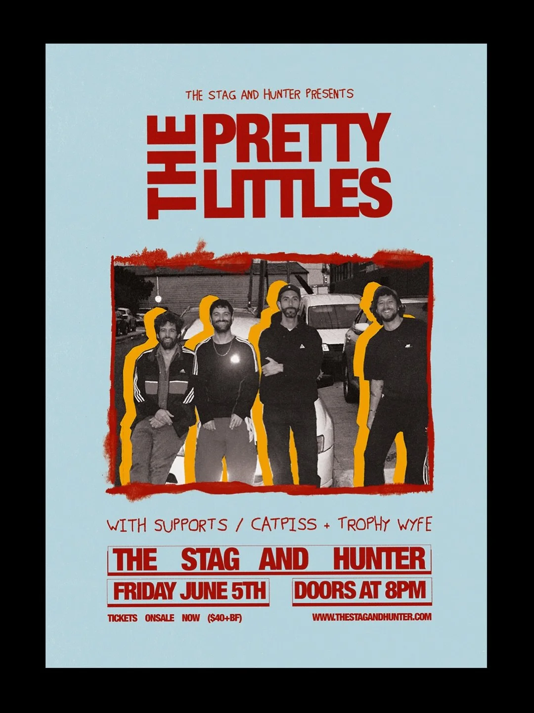 @theprettylittles gig flyer! 

Made with their new album colour palette in mind, as well as my own spin. Creeping up quick, get ya tix.
@liveatthestag @stagandhunter 

Need a poster designed? Send me a DM!

#graphicdesign #posterdesign #thestag #musi