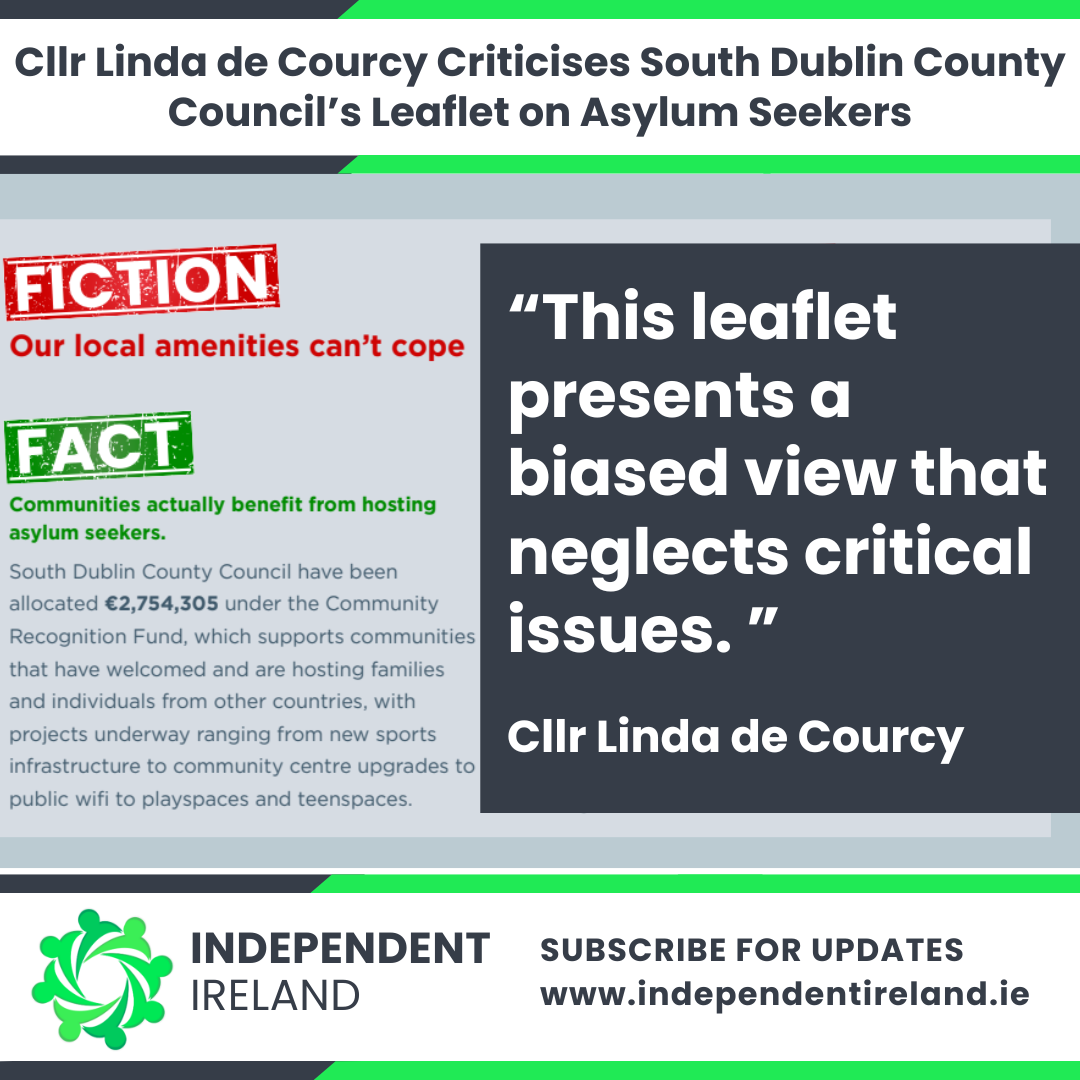 Cllr Linda de Courcy Criticises South Dublin County Council Information Leaflet on Asylum Seekers