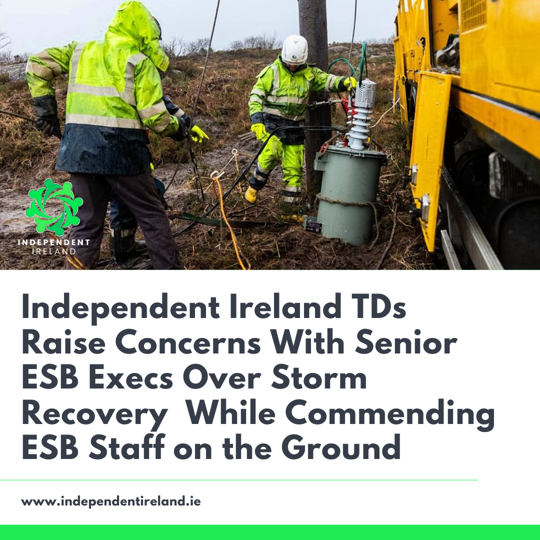 Independent Ireland TDs Raise Concerns With Senior ESB Executives Over Storm Recovery Operations While Commending ESB Staff on the Ground