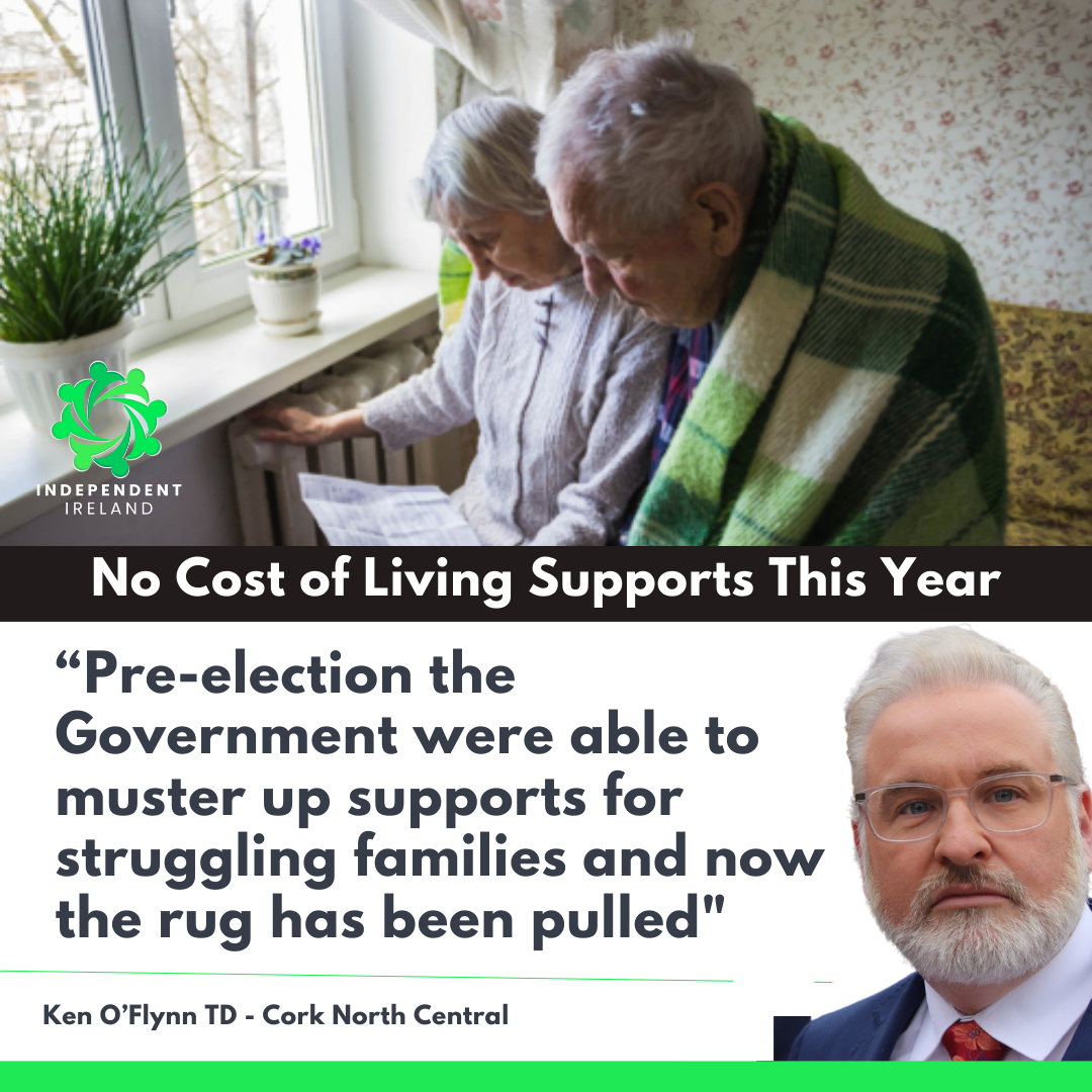 Chairperson Ken O'Flynn TD Criticizes Government's Decision to Exclude Cost-of-Living Measures in Upcoming Budget