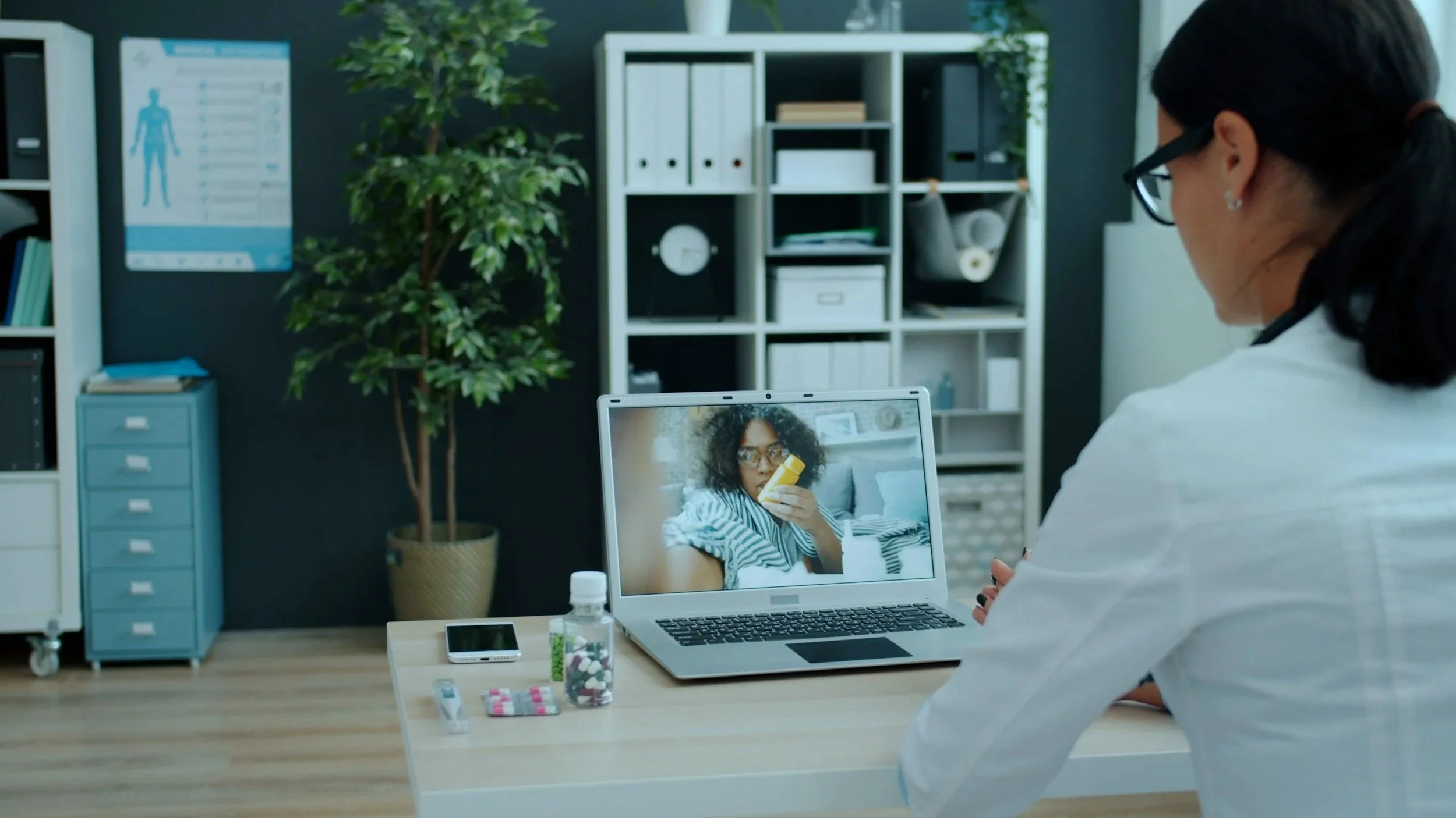 Photo of doctor conducting video consultation