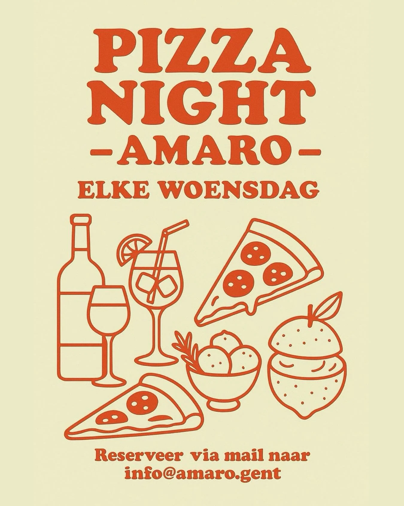 🍕🍇 ELKE WOENSDAG : pizza night ! ✨
Telkens 2 soorten pizza : EAT IN of TAKE AWAY. 
1. Spicy nduja - olijf - ricotta - honing - basilicum. 
2. Frisse rucola - burrata - zongedroogde tomaatjes.

#aperitivoitaliano #visitghent #restaurantgent #joanres