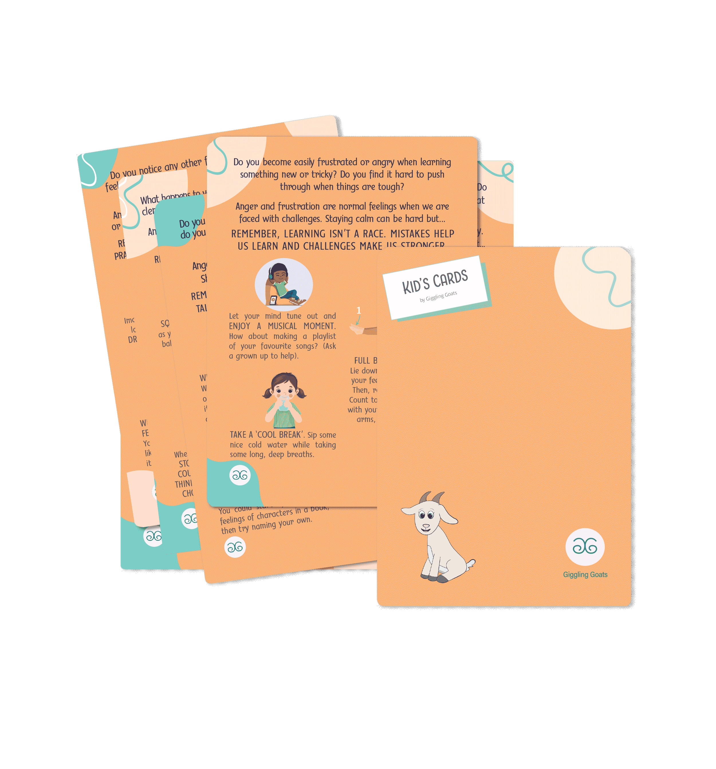 Educational learning cards to help children learn to manage stress and anger.