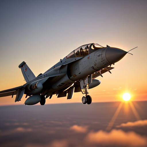 An fighter jet flying in the sky during sunset
