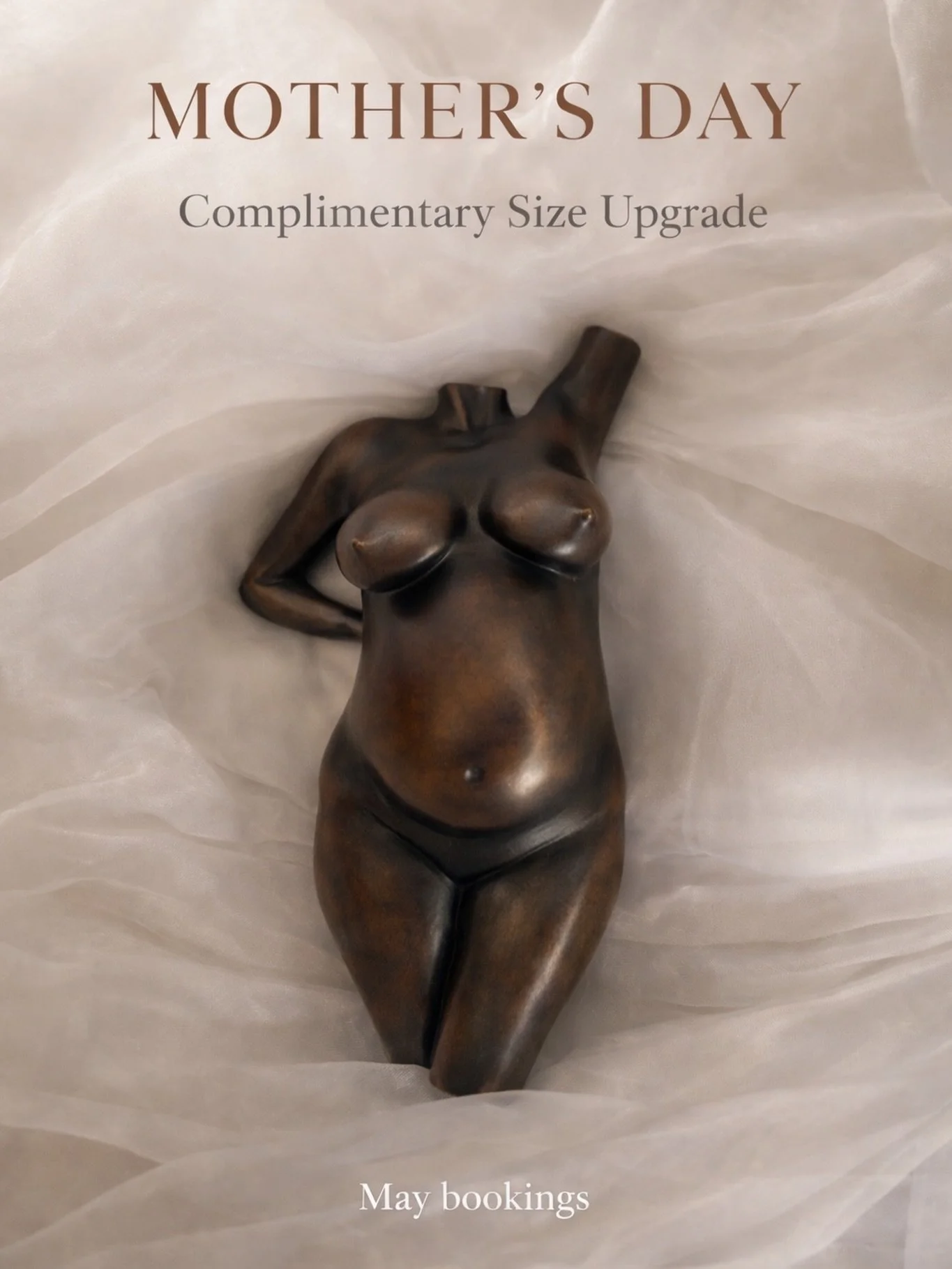 A Mother&rsquo;s Day gift, on us. 🥰

In celebration of Mother&rsquo;s Day, we&rsquo;re offering a little something for this chapter.

For bookings made throughout May, your sculpture will be created at the next size up &mdash; at no additional cost.