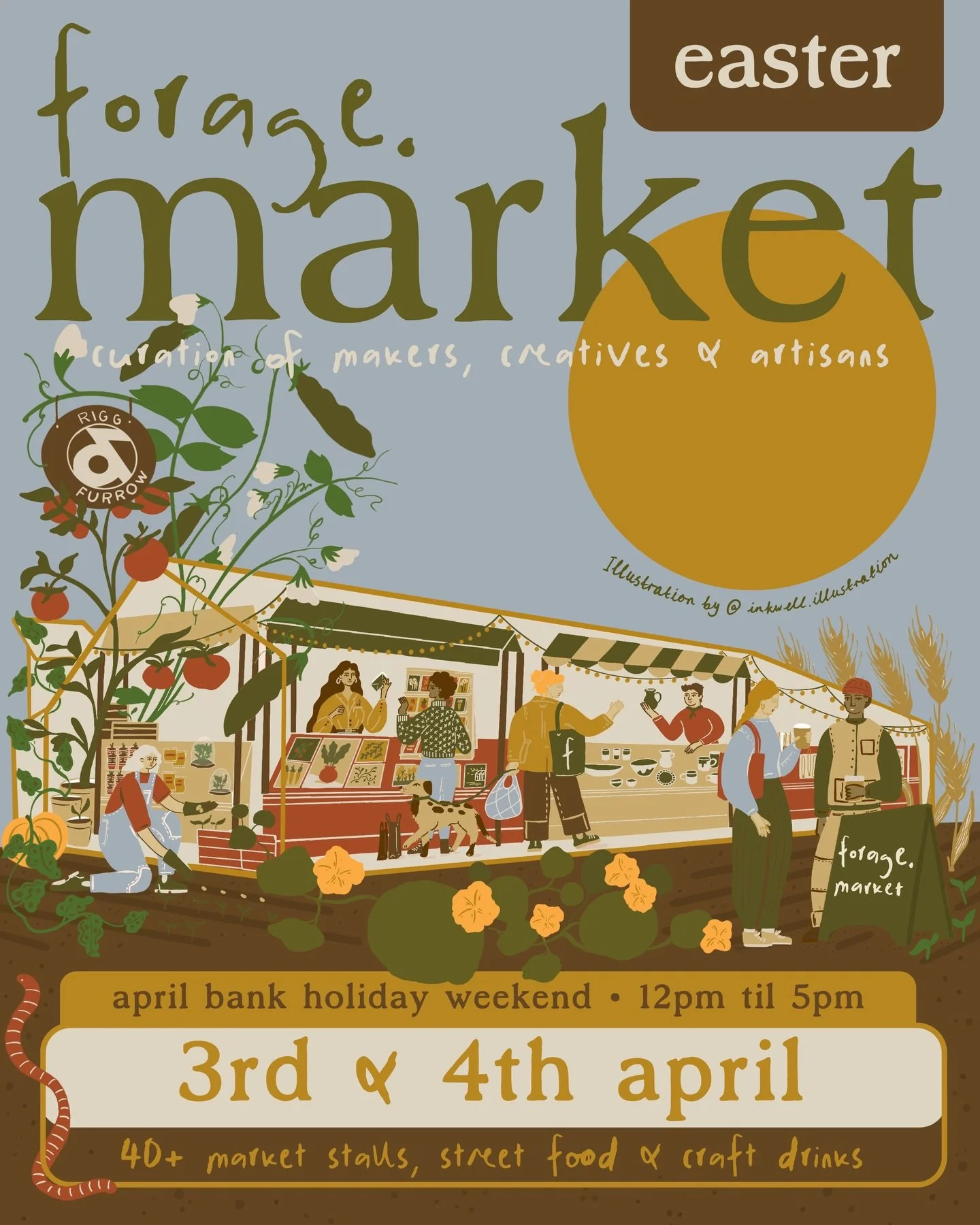 🌿 The Forage Market is back this Easter weekend! 🌿

Good Friday 3rd &amp; Easter Saturday 4th April @riggandfurrow 🐣 

🛍️ 40+ local makers, designers &amp; foodie stalls under one roof! 
🍕 3 street food vendors on both days 🍺 Drinks in the @rig