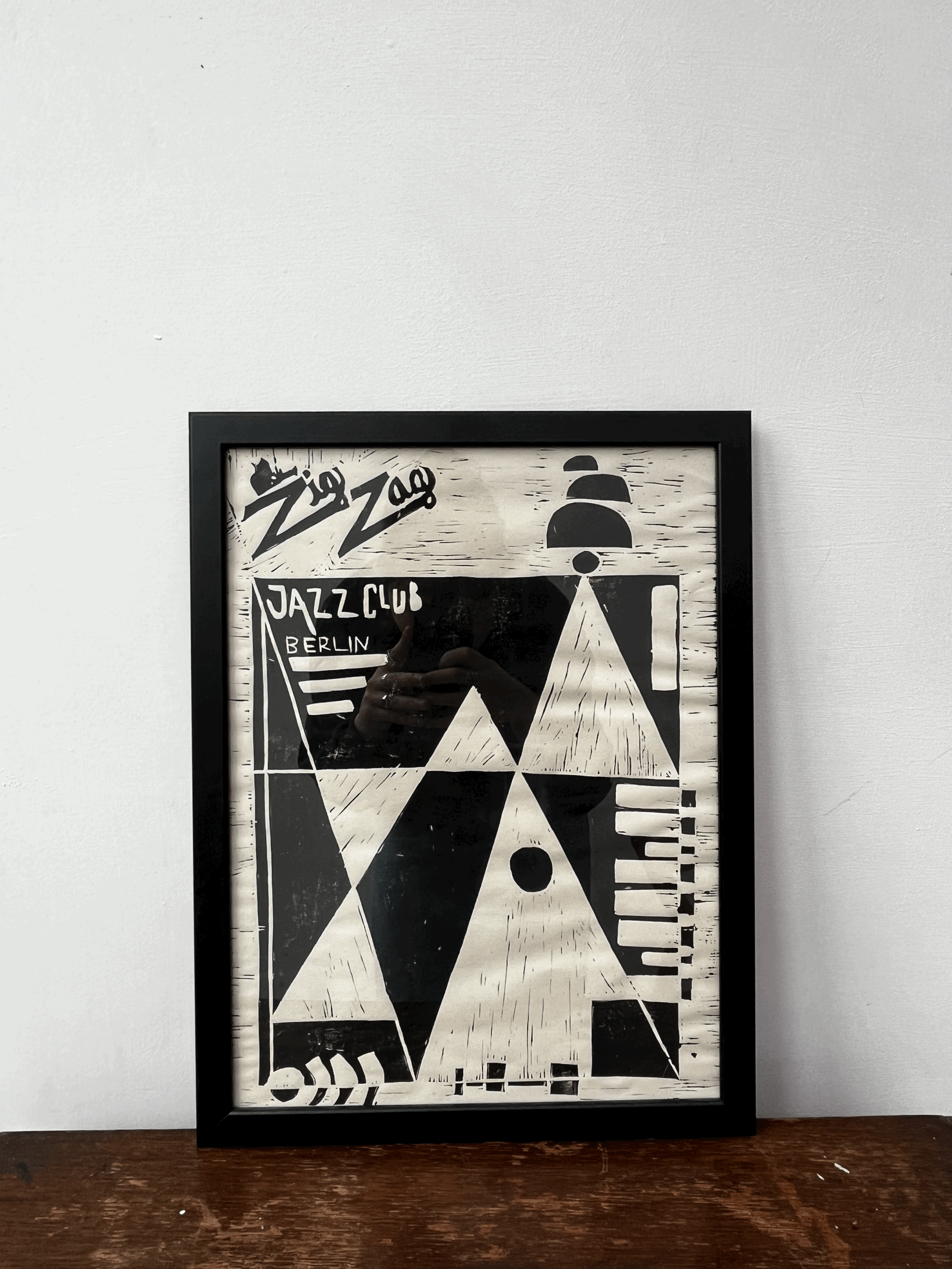 Jazz Club Lino Print Poster