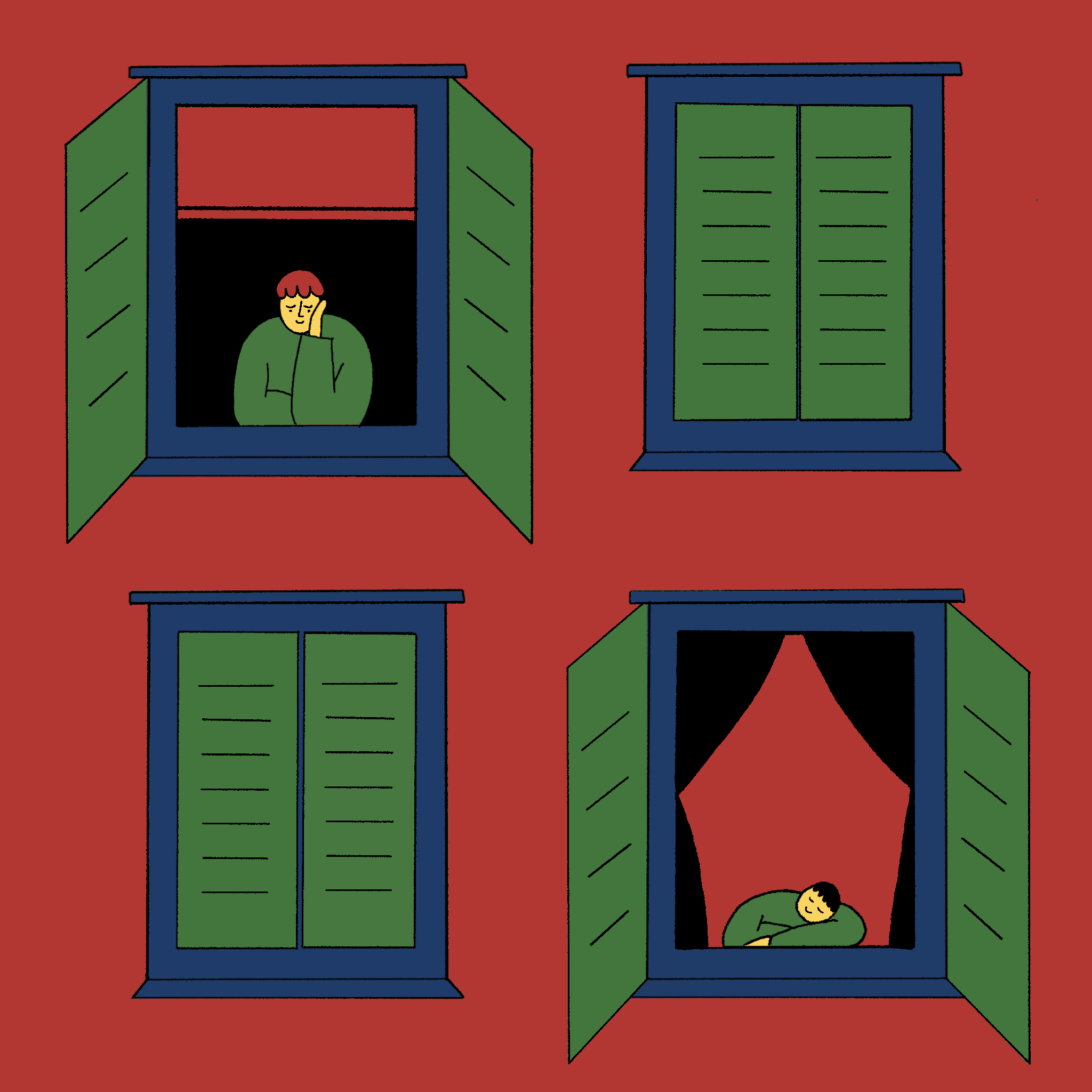 Watching The World Go By, At The Window - Digital Illustration