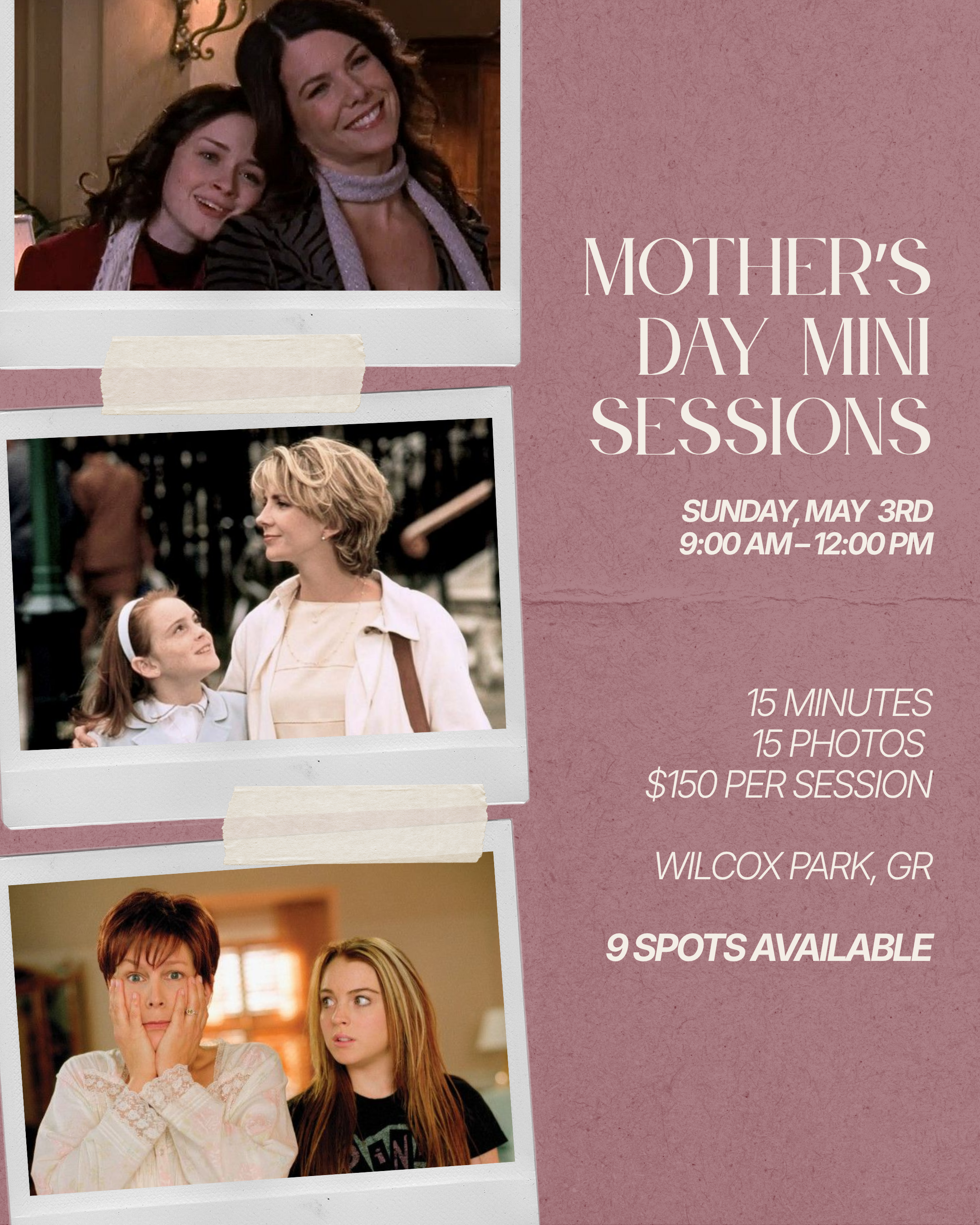 📸 Mother’s Day Mini-Sessions — Wilcox Park, East Grand Rapids