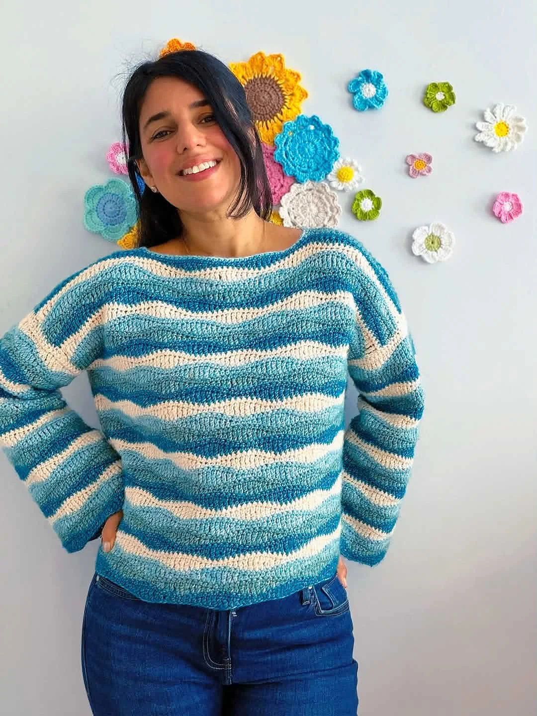 Crochet Sweater Pattern, Crochet Waves Sweater, Crochet for fall, Cozy Pullover