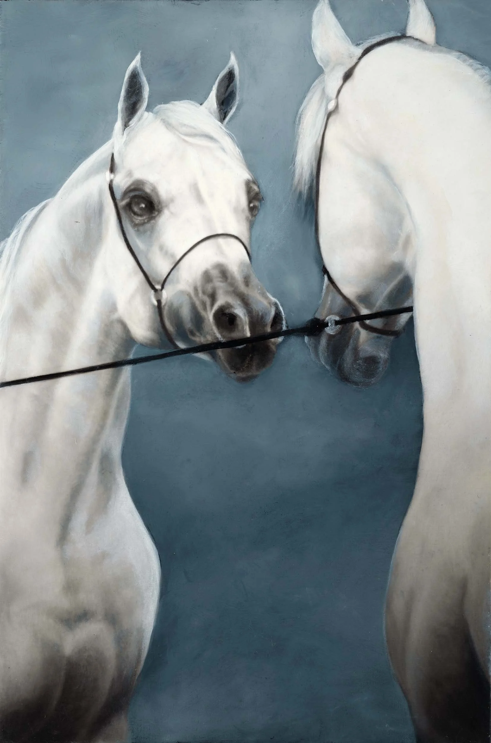 Meeting at the Line, 36" x 24" oil on 100% cotton canvas