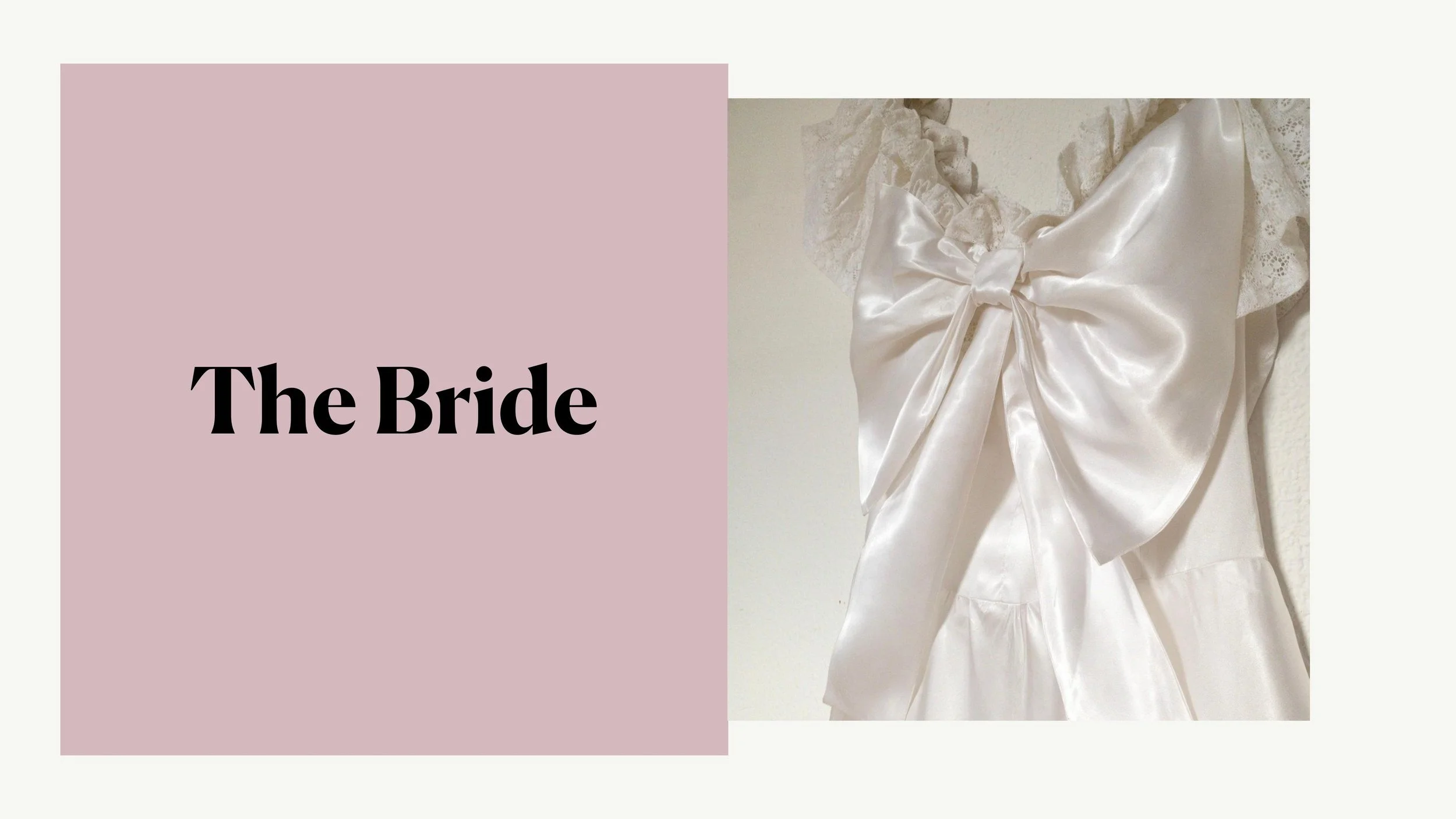 The Bride - chapter opener. An ivory silk vintage bridal dress with an oversized satin bow and broderie anglaise lace sleeves.
