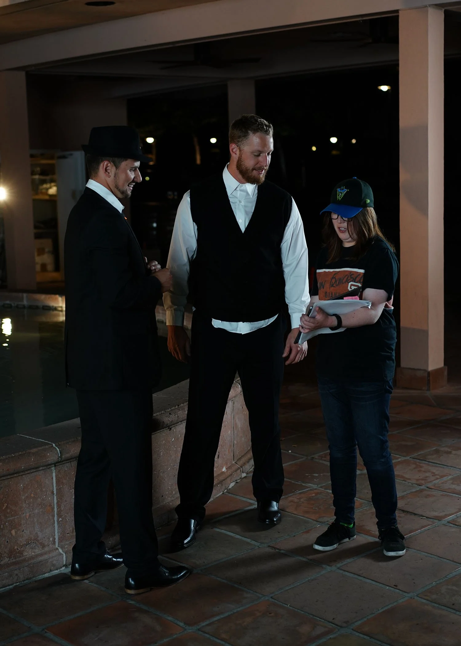 On set with Will Smith and Joe Panik during the "Friends" shoot