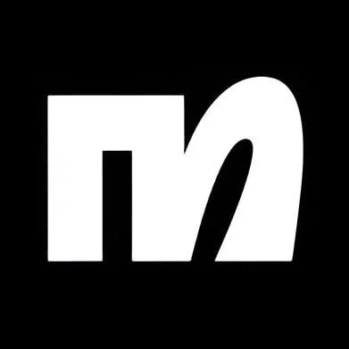 White stylized letter 'n' on a black background