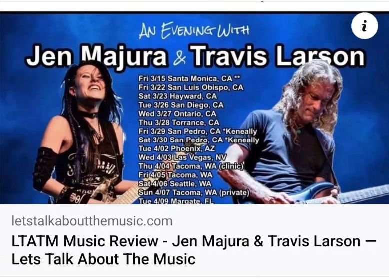 Lets Talk About The Music the lastest #MusicReview has been dropped! PNW had the honor to meet incredible and humble musicians Jen Majura Official and Travis Larson Band last week. 

Please read what Raymond Hayden and The Hekate &amp; Ticker Show ha