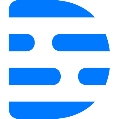 Stylized letter 'E' in blue and black.
