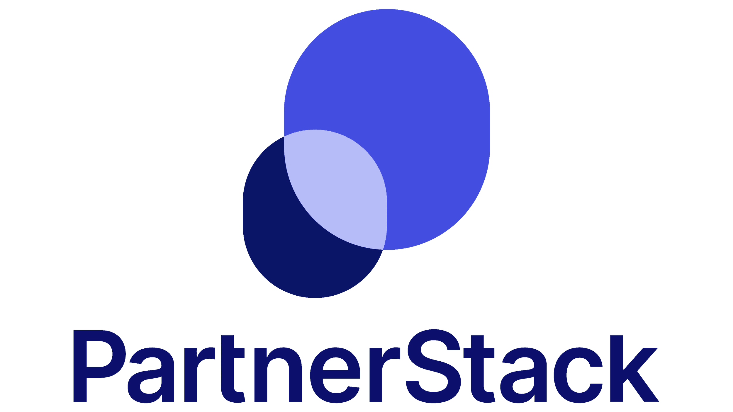 Logo of PartnerStack with two overlapping circles in shades of blue and the company name below in bold blue text.