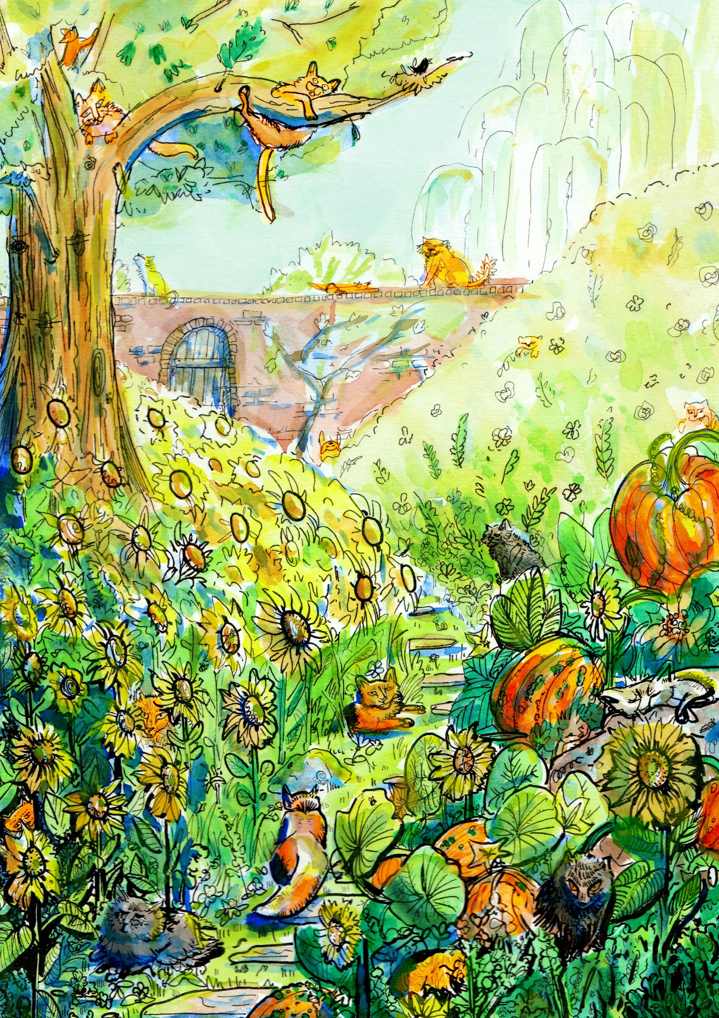 Pumpkin sunflower cats.jpg