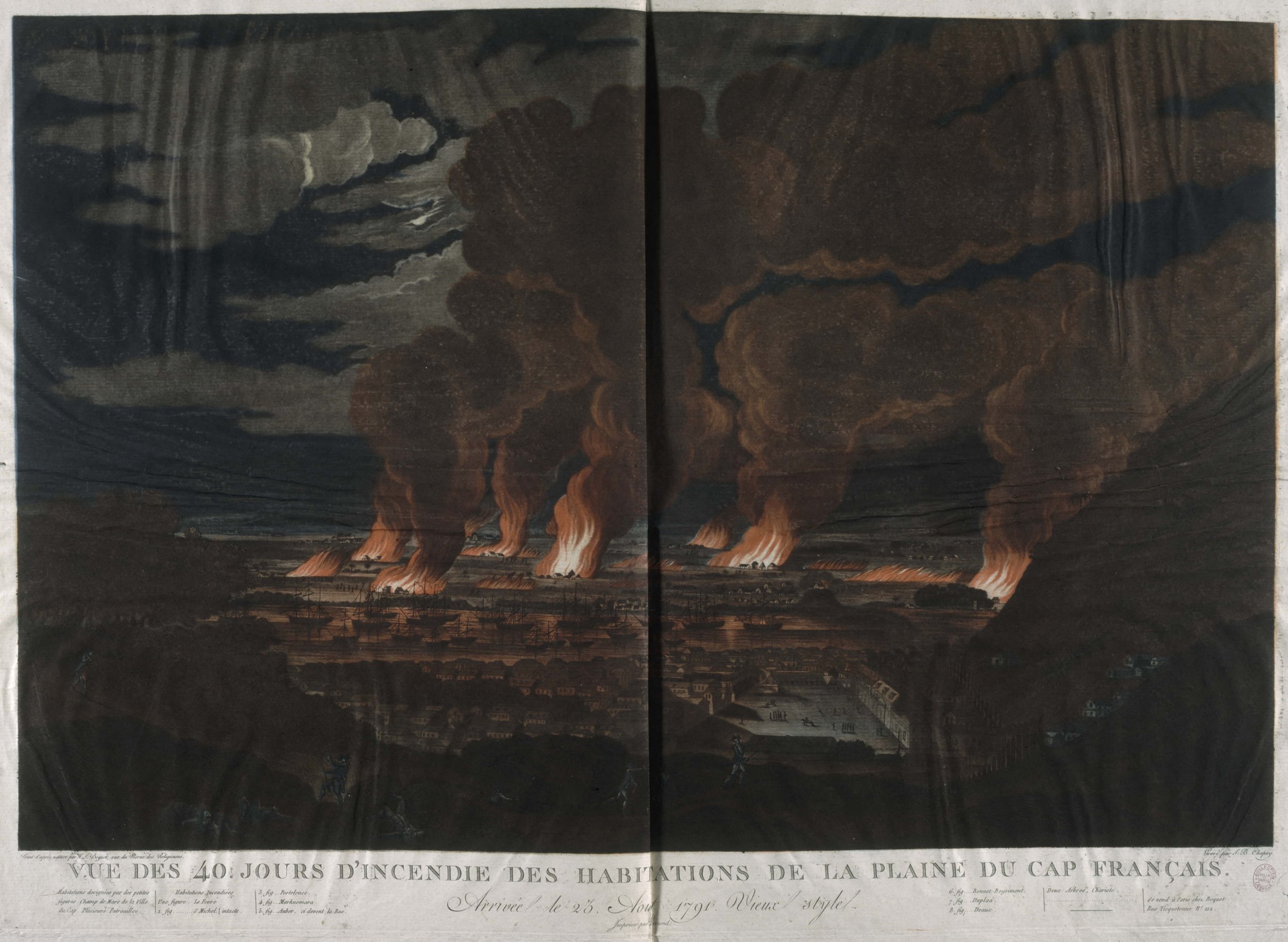 Haitian Revolution, view of the 40. days of fire in the dwellings of the «Cape Français», after 1791, Musée Carnavalet