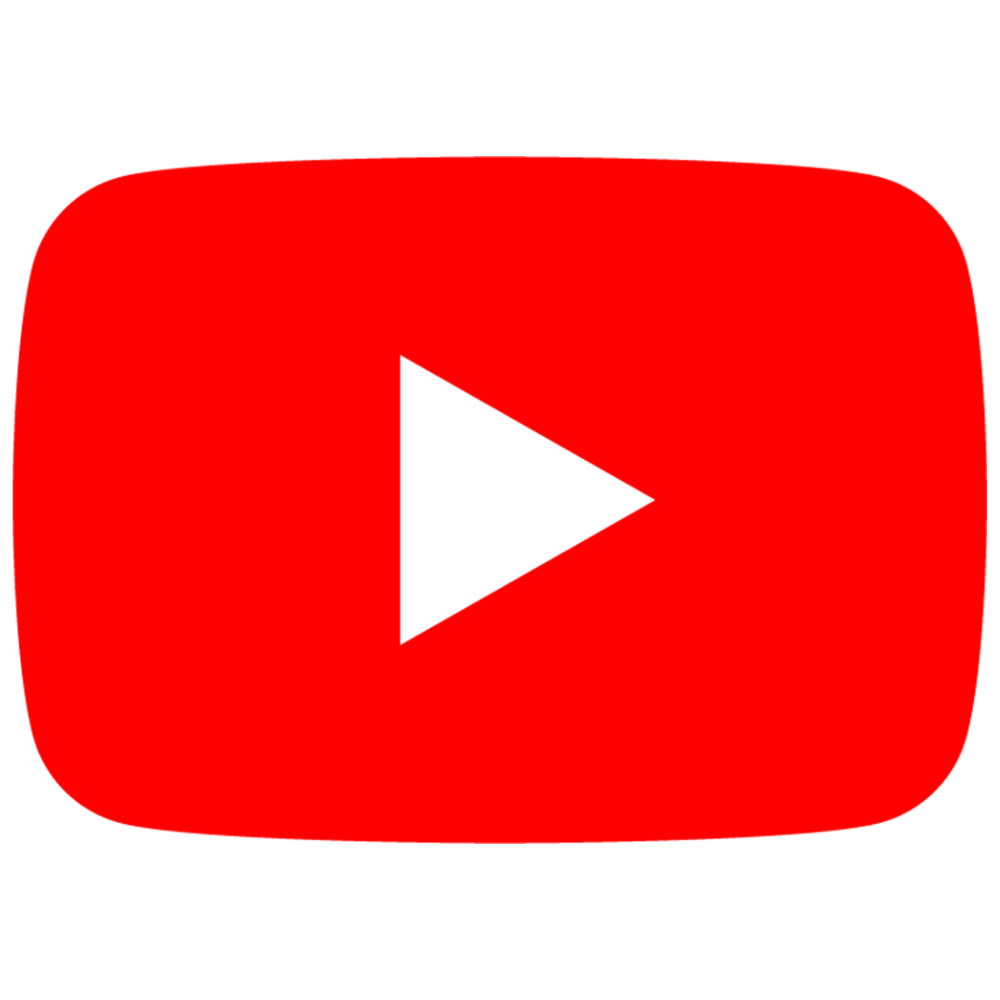 YouTube play button icon with red rounded rectangle background and white triangle play symbol in center.