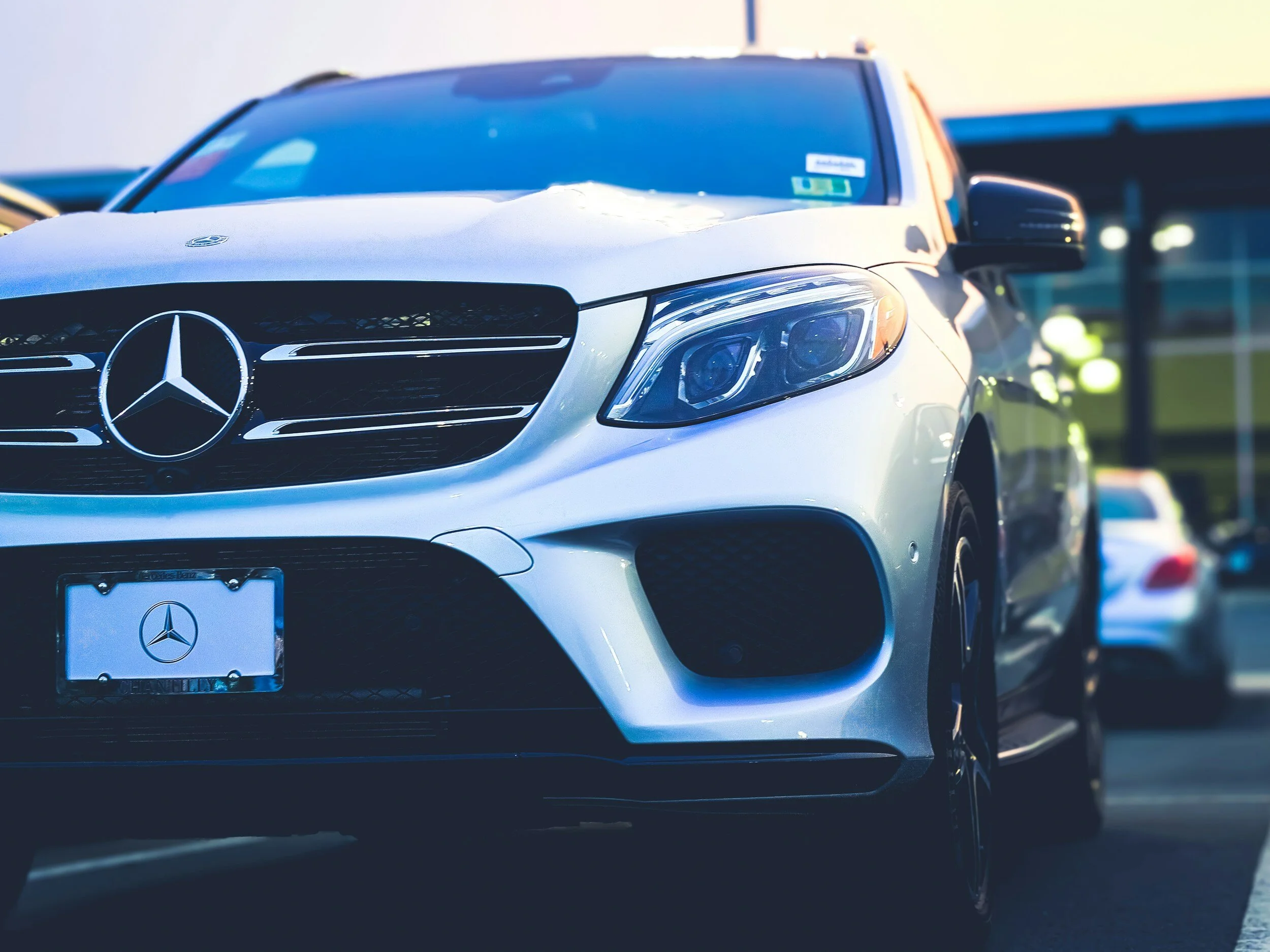 Close-up of a Mercedes vehicle, representing automotive services, with Keystone State Notary providing notary services for automotive-related documents and transactions.
