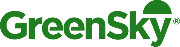 GreenSky logo with green text and a semi-circle accent on the letter 'Y'